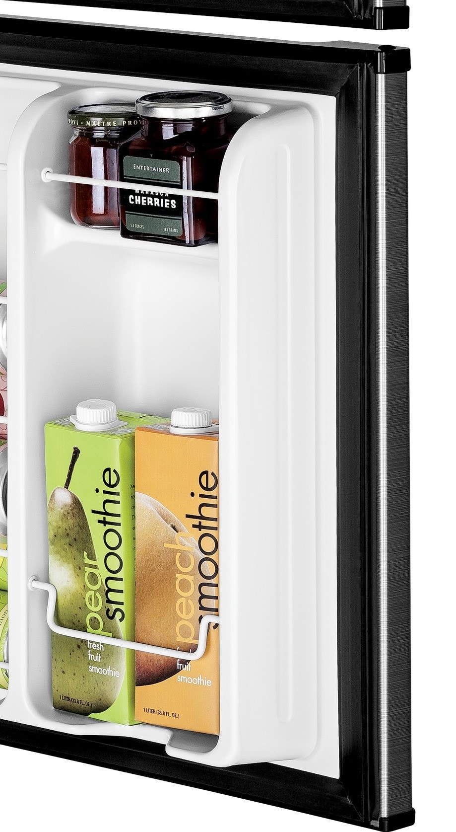 GDE03GLKLB GE GE® ENERGY STAR® Double-Door Compact Refrigerator  CLEANSTEEL(TM) - Metro Appliances & More