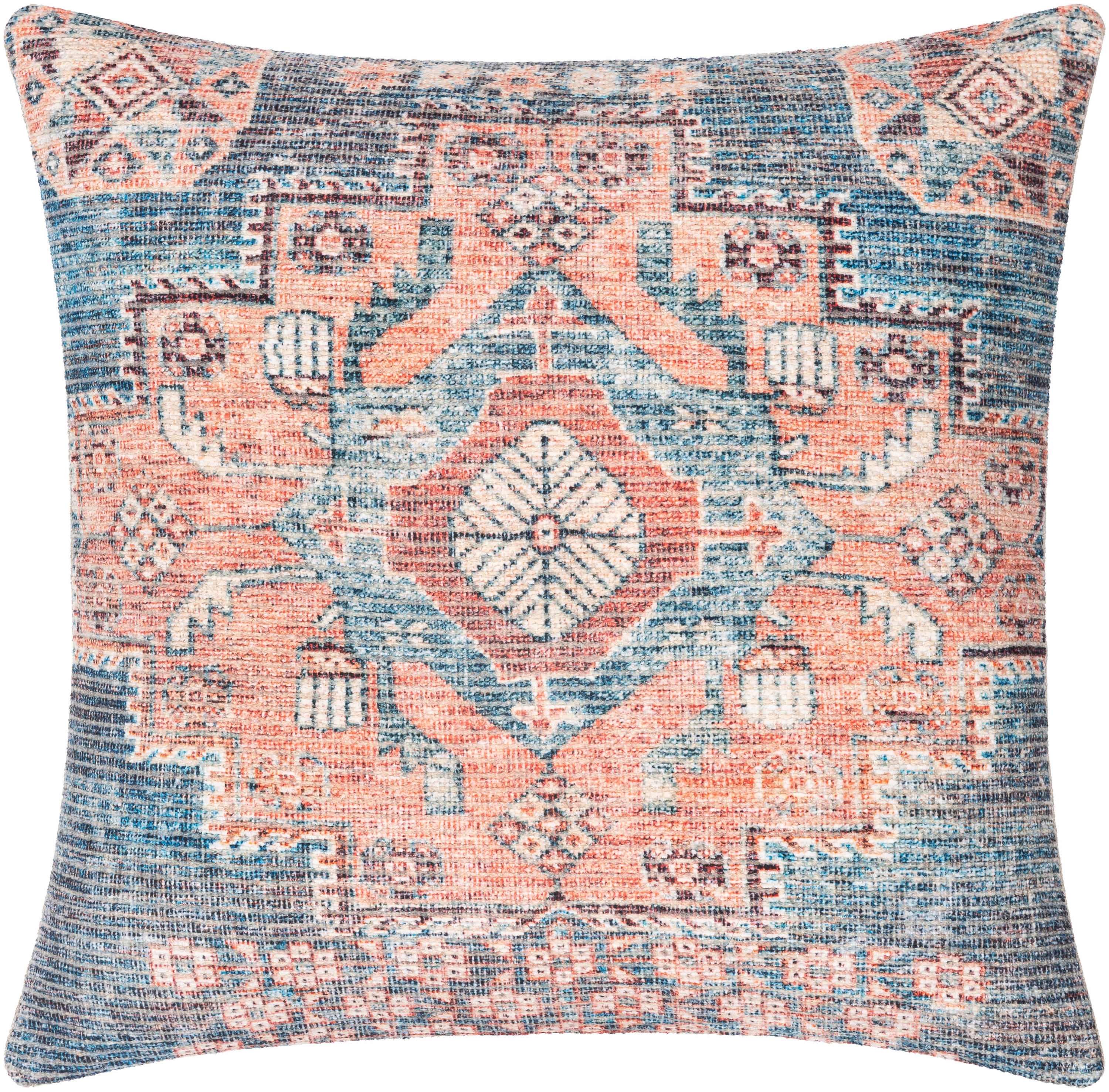 Surya CLN003-1818P Colin 18-in x 18-in Blue/Orange Indoor Decorative Pillow