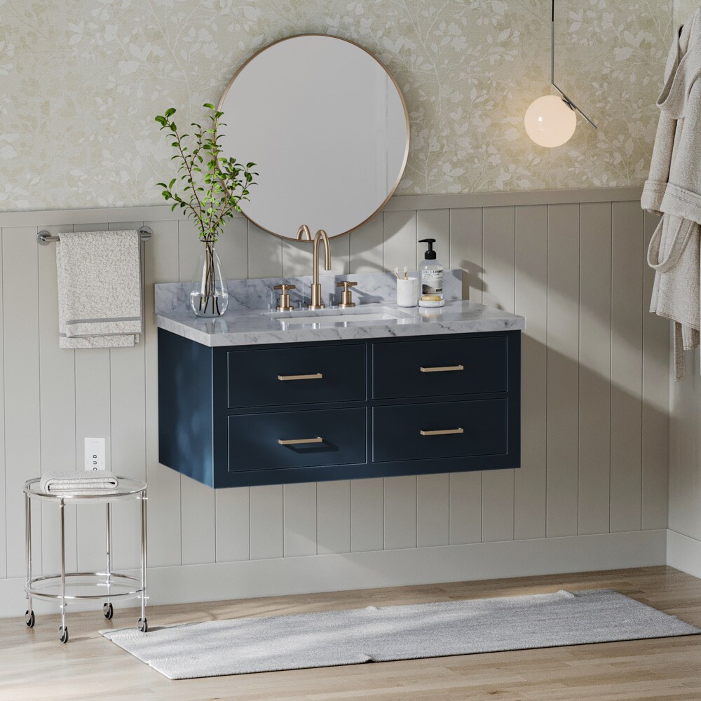 Aurora Blue 37 in. Vanity with Carrara Top