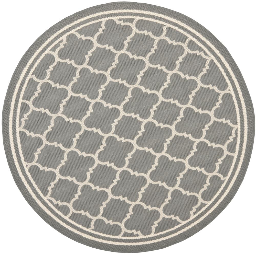 Safavieh CY6918-246-8R Courtyard Samana 8 x 8 (ft) Loomed Polypropylene Anthracite/Beige Round Indoor/Outdoor Geometric Coastal Area rug