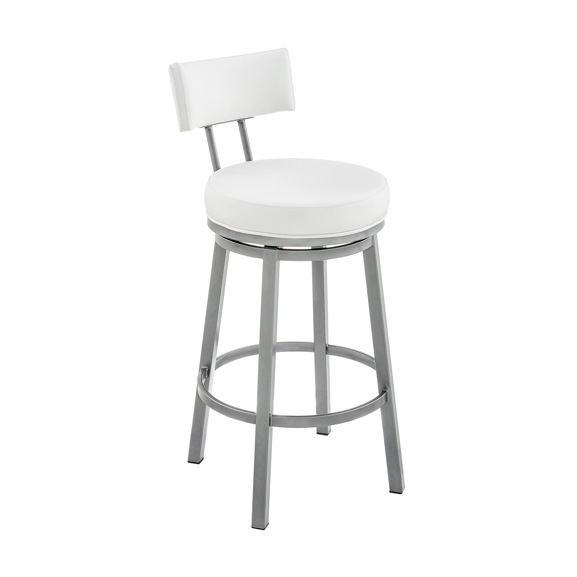 Armen Living 840254333567 Cloud Finish 26.0-in H Counter height Bucket seat Upholstered Swivel Metal Bar Stool and Back
