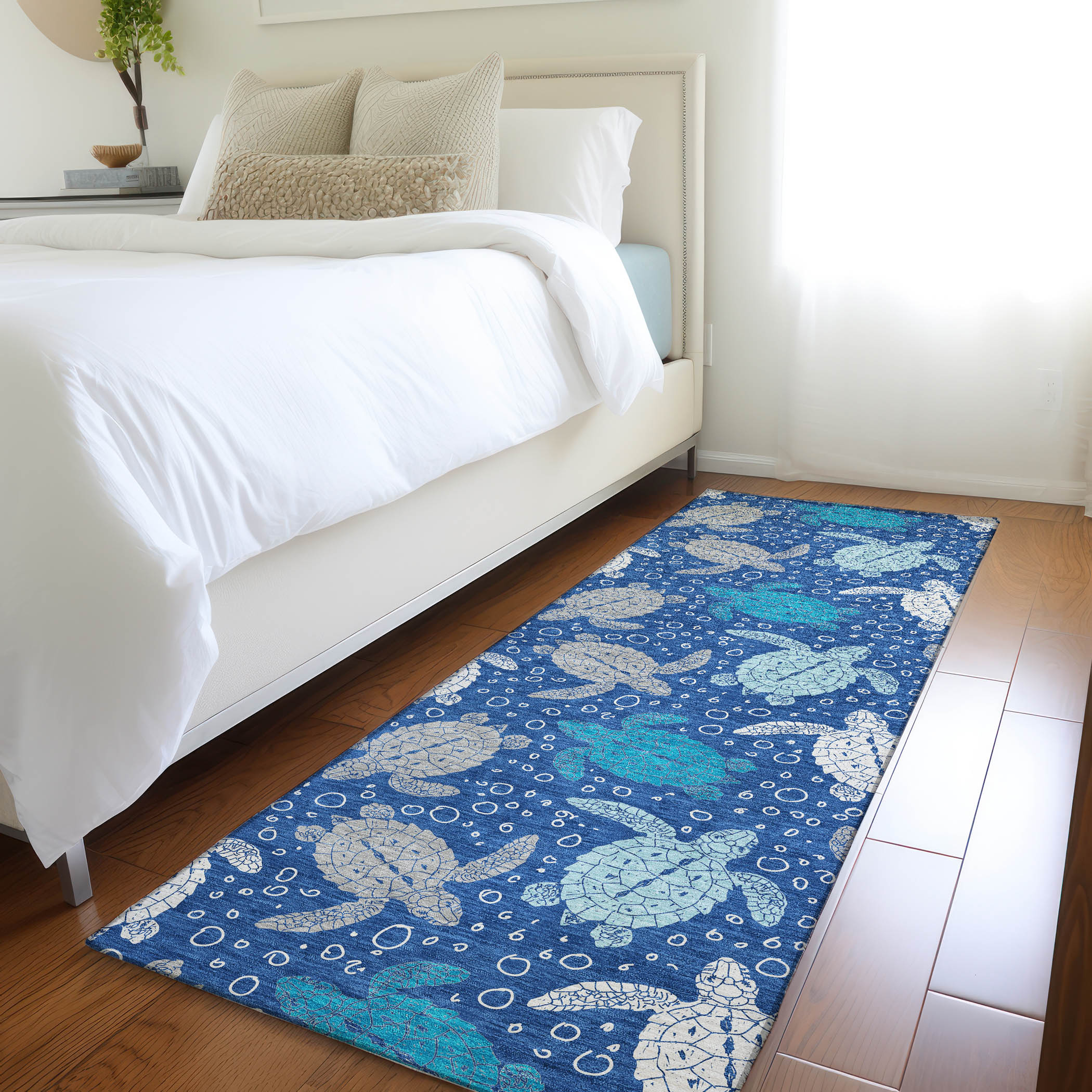 Addison Rugs AMF192BL2X8 Mayfield AMF192BL 2 x 7 (ft) Loomed Polyester Blue Rectangular Indoor Geometric Machine washable Area rug