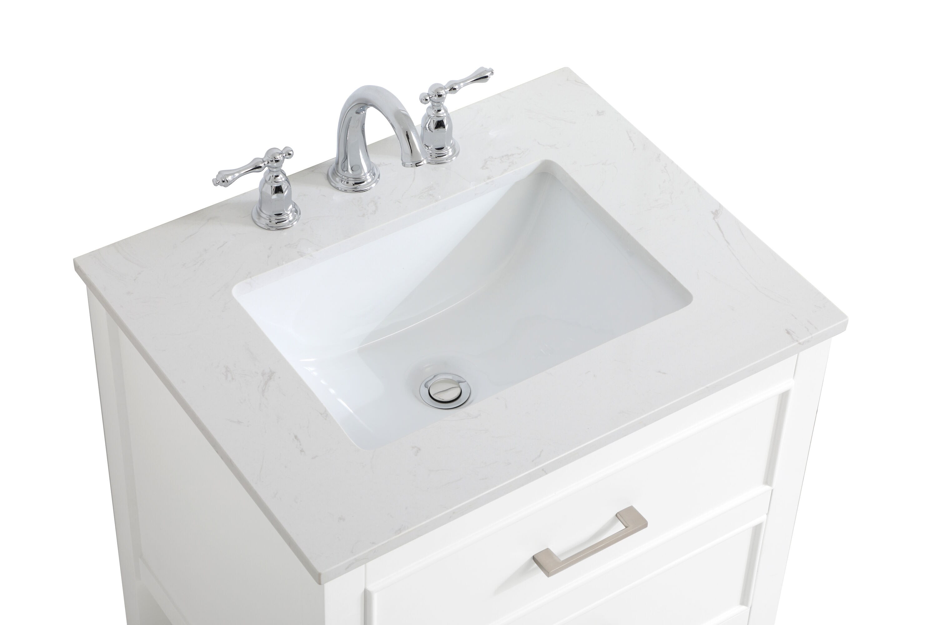 Sinclaire 24" White Quartz Top Traditional Bathroom Vanity