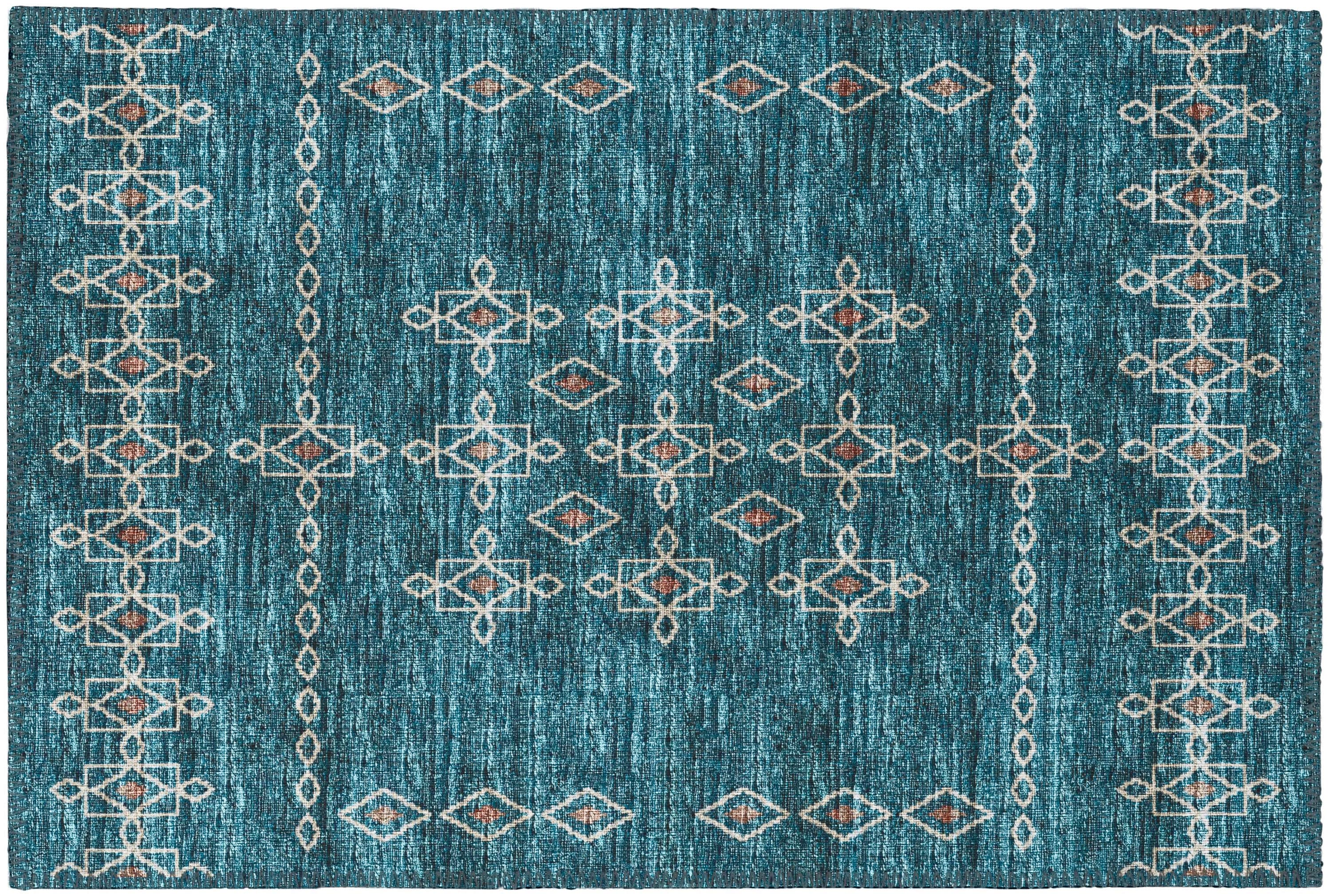 Addison Rugs AYU33BL20X30 Yuma 2 x 3 (ft) Chenille Blue Rectangular Indoor/Outdoor Geometric Oriental Machine washable Throw rug