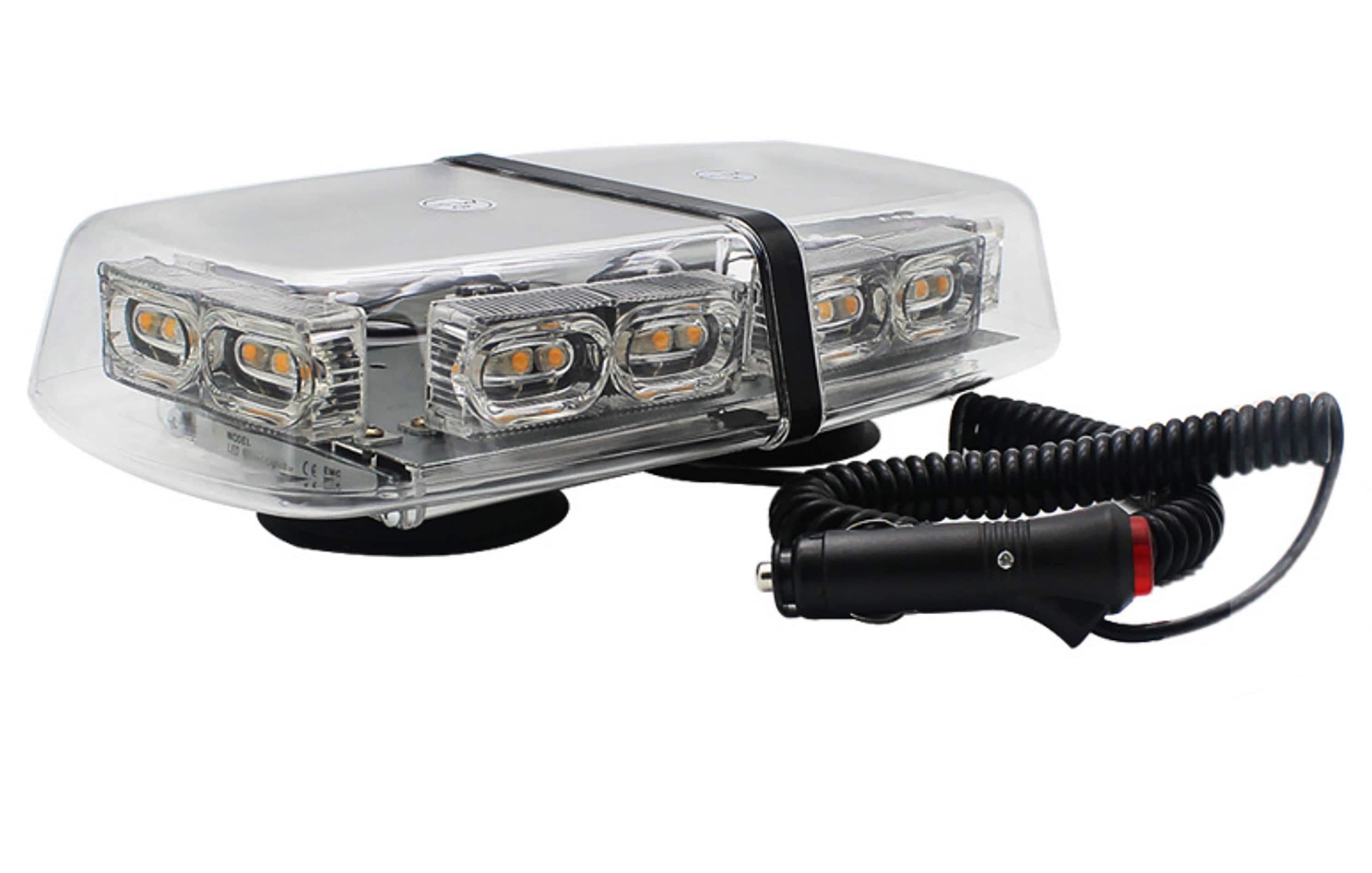 Foxfire Safety This amber strobe warning light is packed with 36 powerful  LEDs and 7 different flash patterns with recall function. This product is  designed to be mounted on top of a