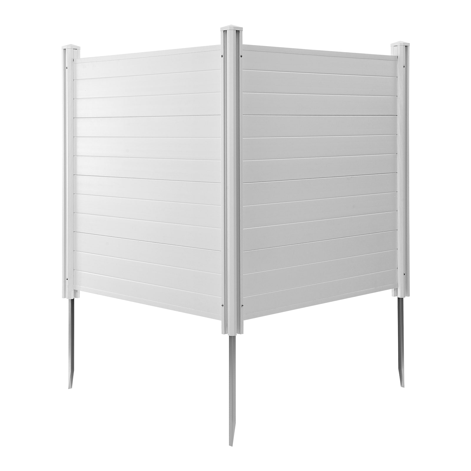 Mecale - 2-Panel Outdoor Privacy Screen 50 x 50 in Vinyl Air Conditioner Fence with Ground Stakes...