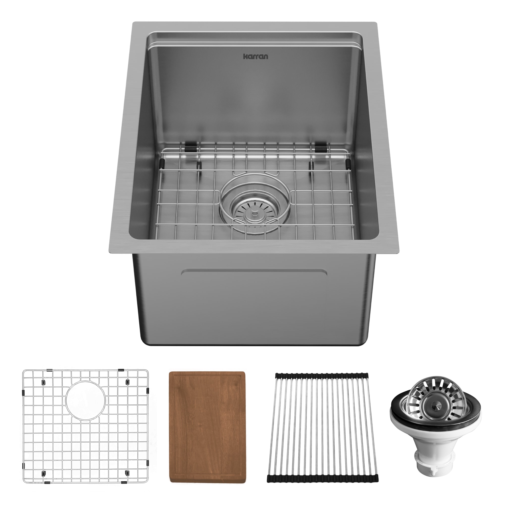 Karran WS-31-PK1 Undermount 15-in x 18.75-in Stainless steel Single bowl 16 -Gauge Workstation Kitchen Sink