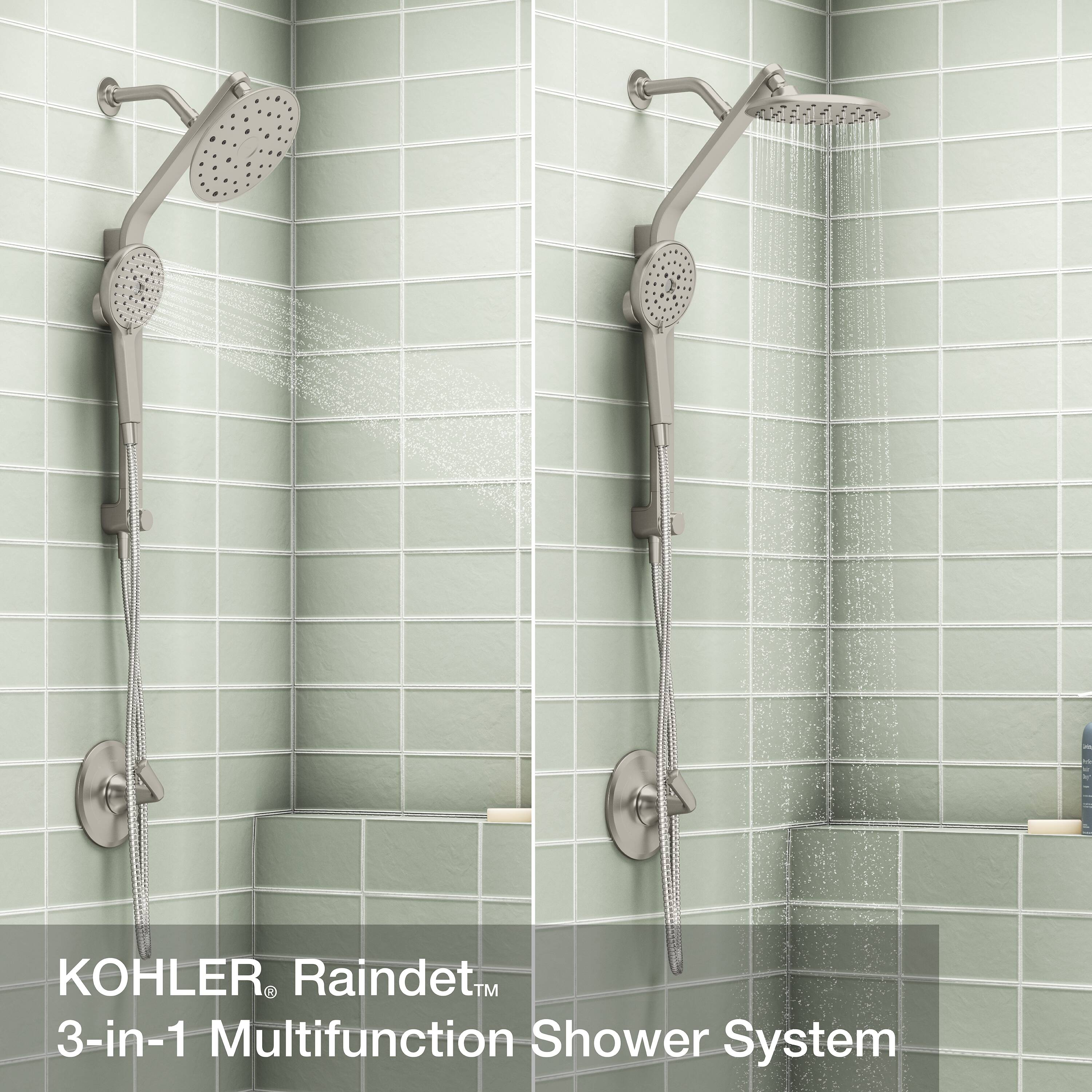 KOHLER Raindet Vibrant Brushed Nickel Shower Bar System With 3 Way   50231482 