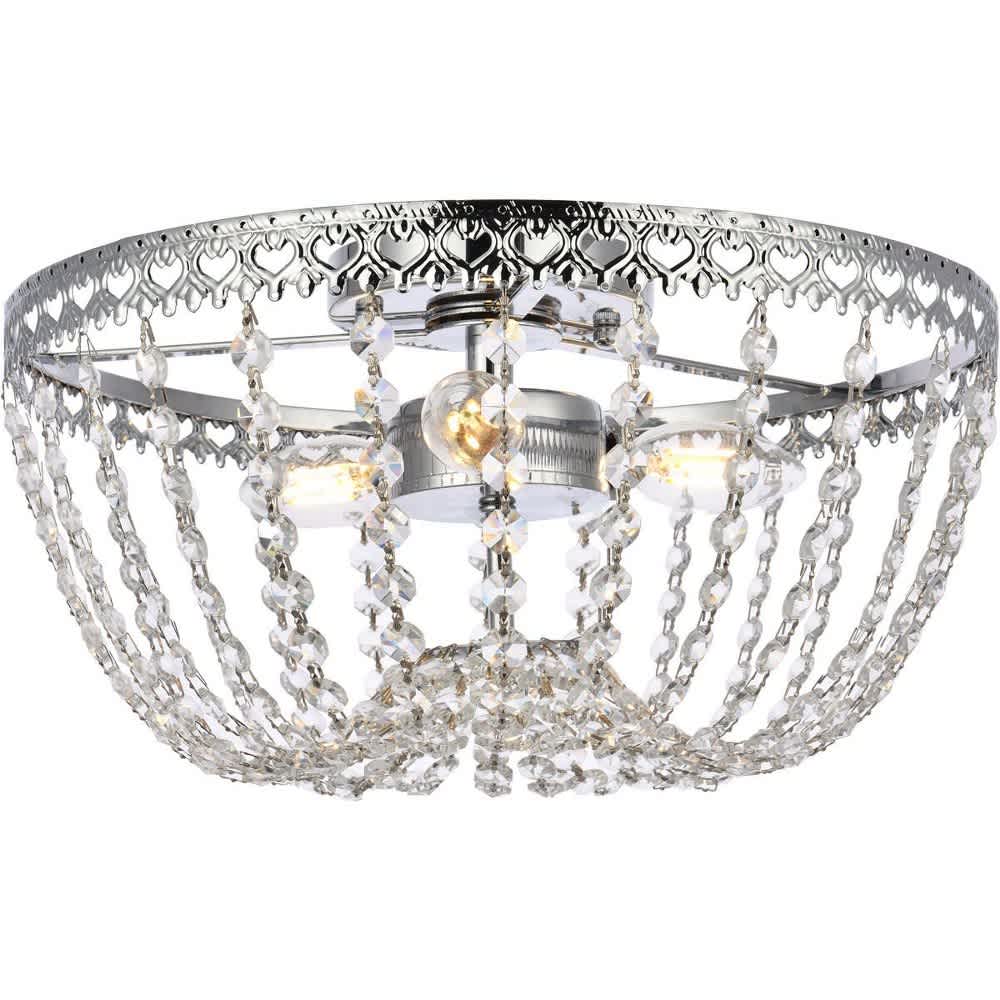 Elegant Lighting A-EL-1112F14C Kylie 3 - Light Chrome Contemporary Incandescent Crystal And Iron Flush Mount Light
