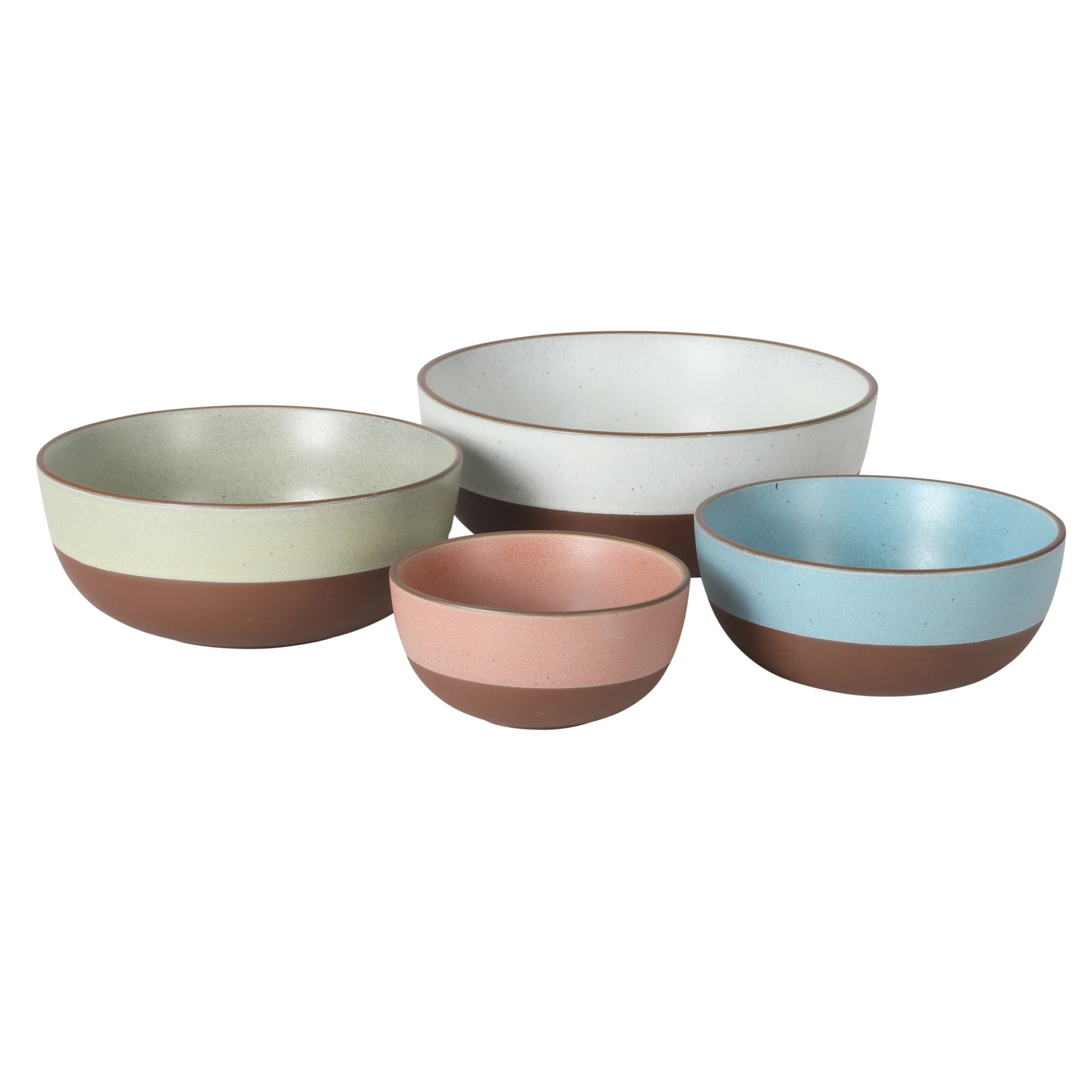 Gibson Elite  William Crest 4 Piece Nesting Bowl Set Round Stoneware Mixing Bowls Reactive Glaze Finish 5in 6.25in 7.5in 9in Prep and Serving Bowls Microwave and Dishwasher Safe Assorted Colors