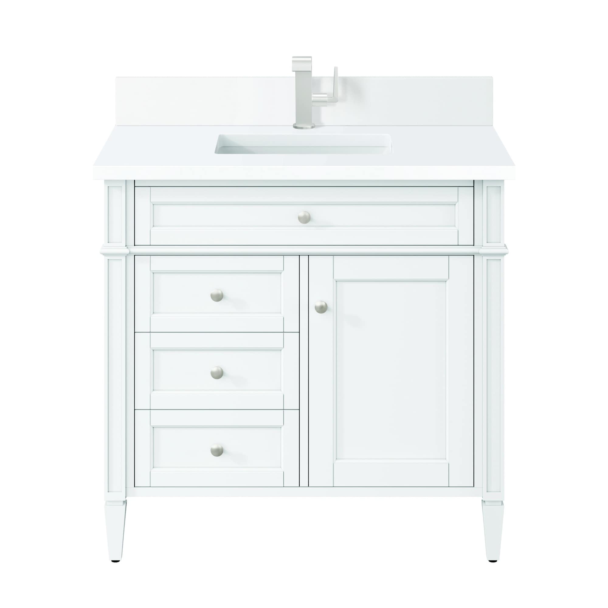 James Martin Vanities Brittany 36-in Bright White Bathroom Vanity with