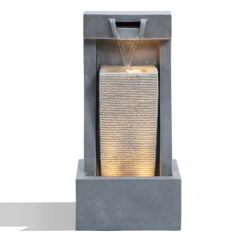 LuxenHome WHF1957 27.4-in H Resin Outdoor Fountain Statue Pump Included