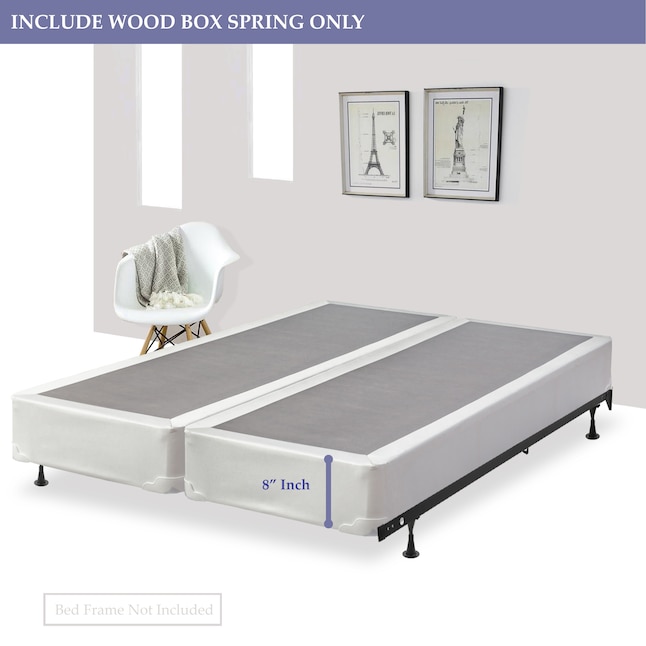 Glance 8 In Split Wood Fully Assembled, Bed Frame Without Box Spring King