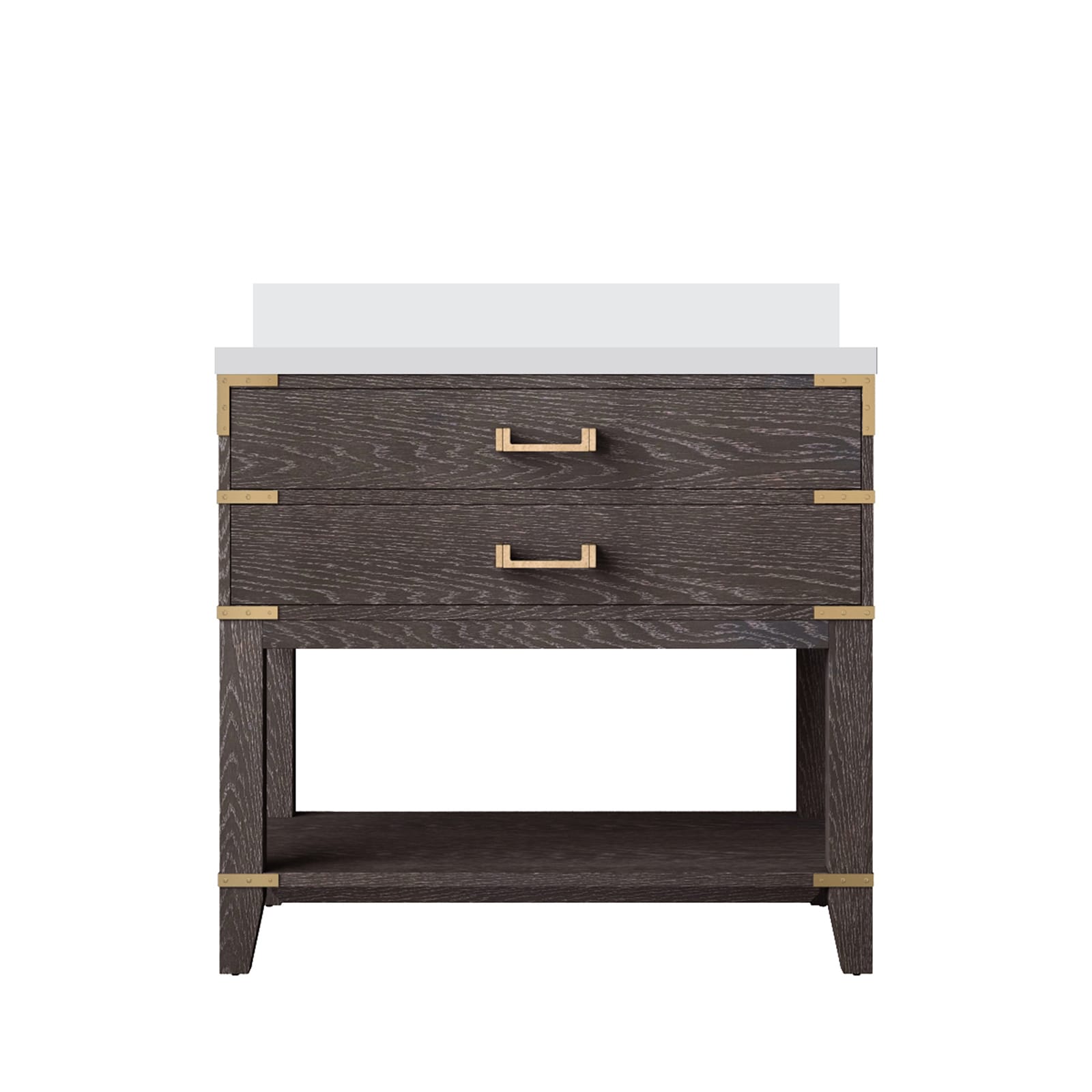 Lexora LVGR36SK200 Greenberg 36-in Brown Oak Undermount Single Sink Bathroom Vanity with White Quartz Top