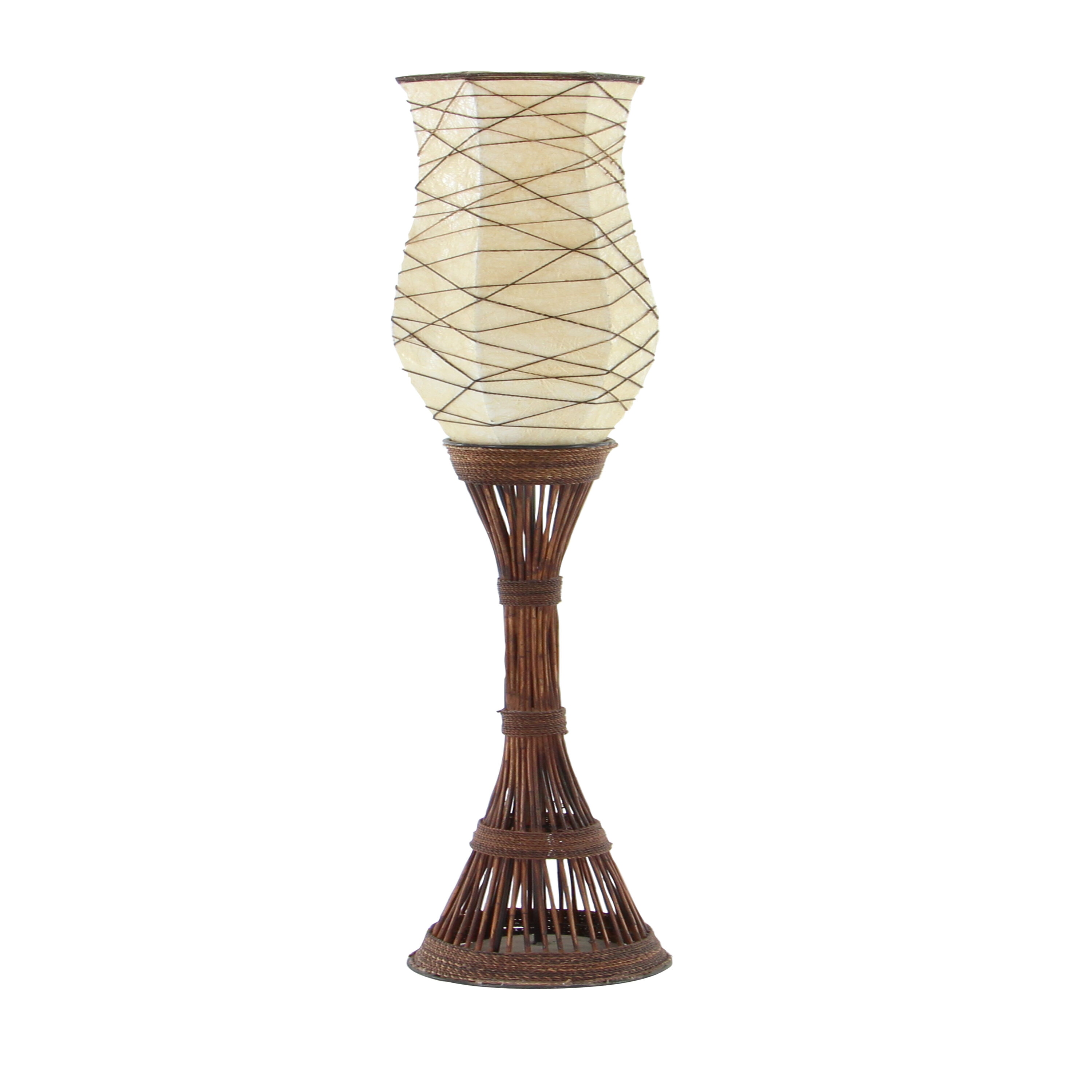 59" Brown Bamboo Torchiere Floor Lamp with Paper Shade
