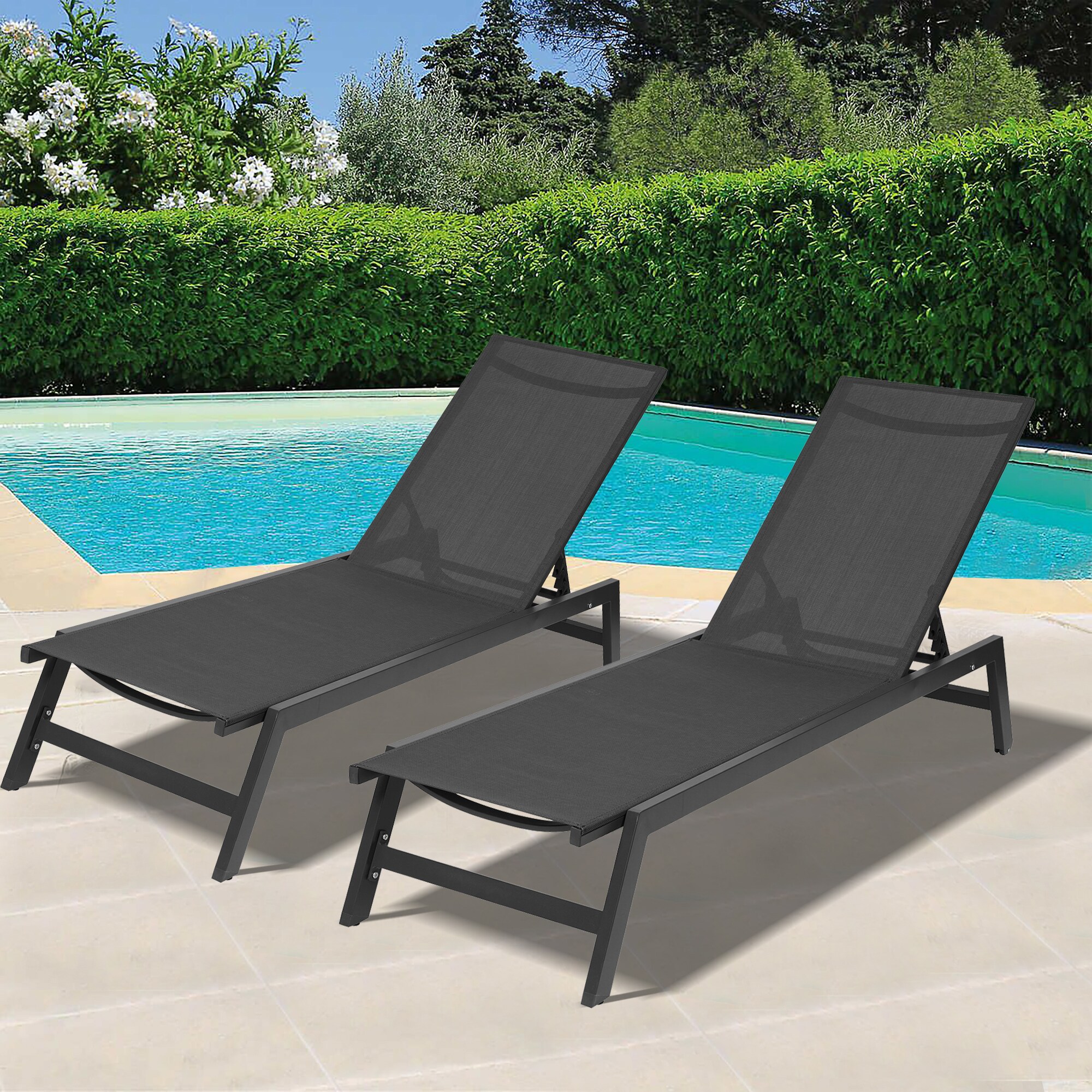 Outdoor lounge chairs deals black