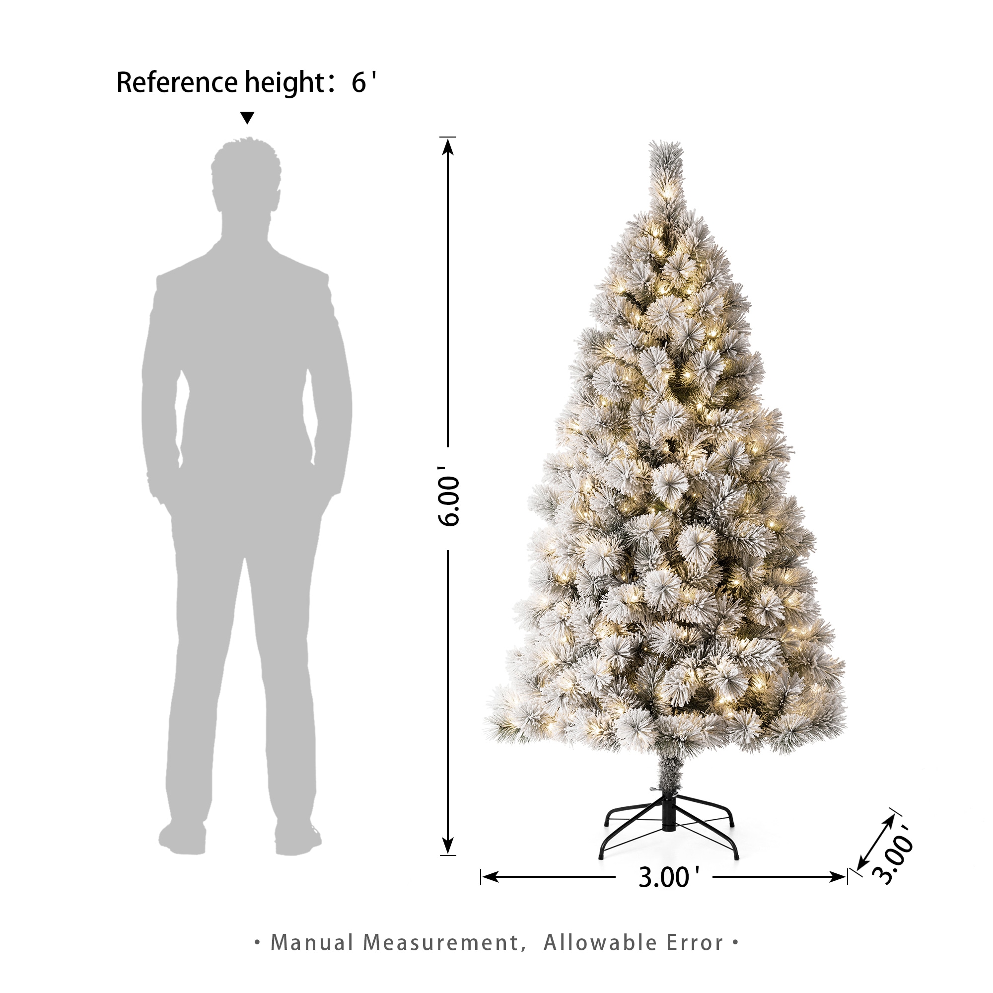 Glitzhome 6-ft Pre-lit Pencil Flocked Artificial Christmas Tree with ...
