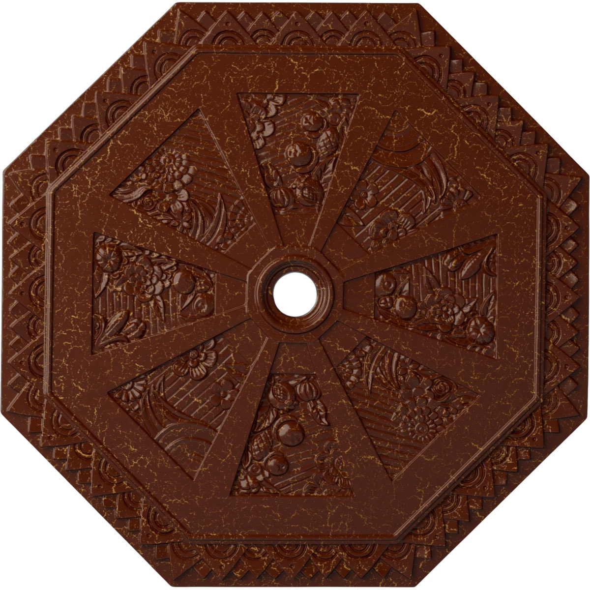 Ekena Millwork CM30SPBMC Spring Octagonal 29.125-in W x 29.125-in L Painted Burnished Mahogany Crackle Polyurethane Whole Ceiling Medallion