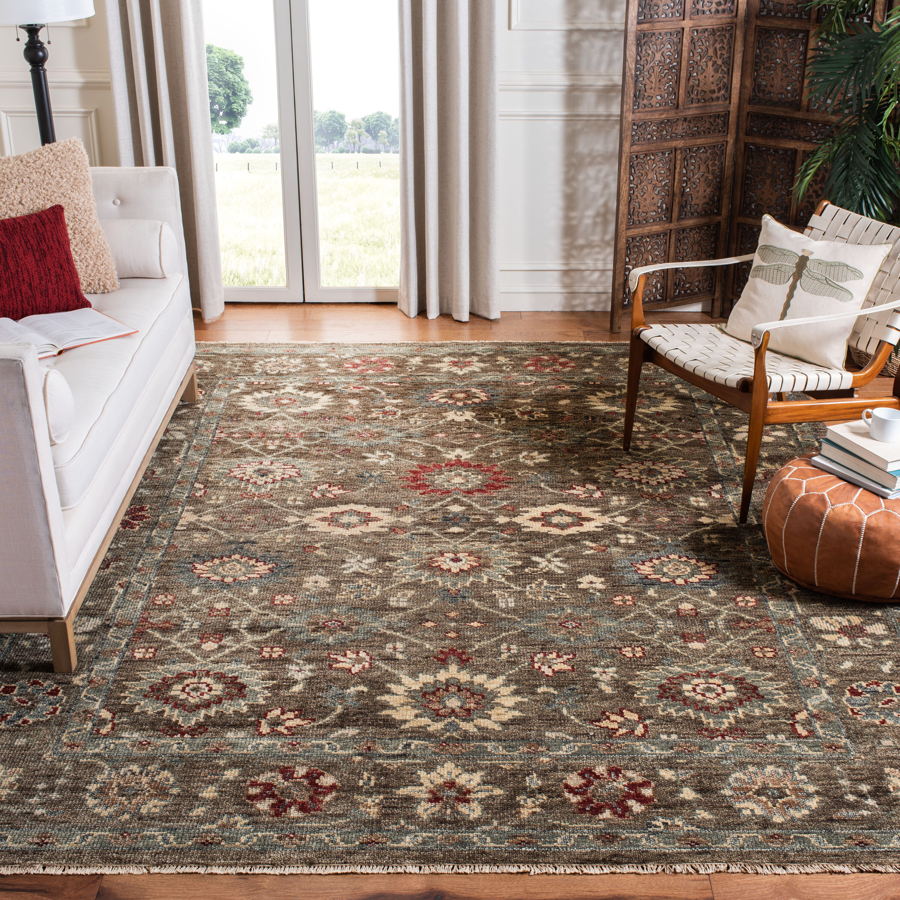  Samarkand 135 Brown/Taupe Traditional 8ft x 10ft Large Rectangle Rug