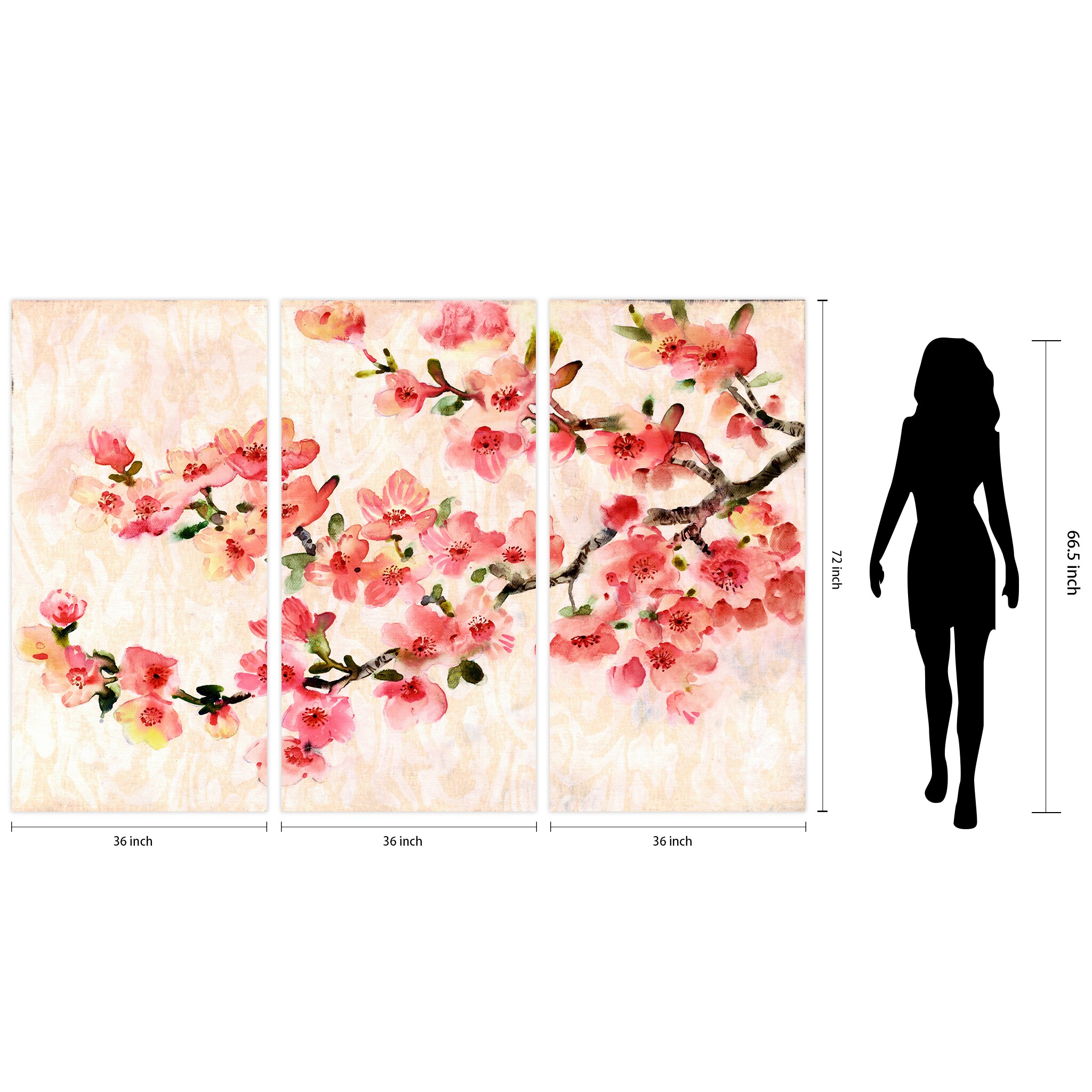 Empire Art Direct 72-in H x 108-in W Floral Glass Print in the 