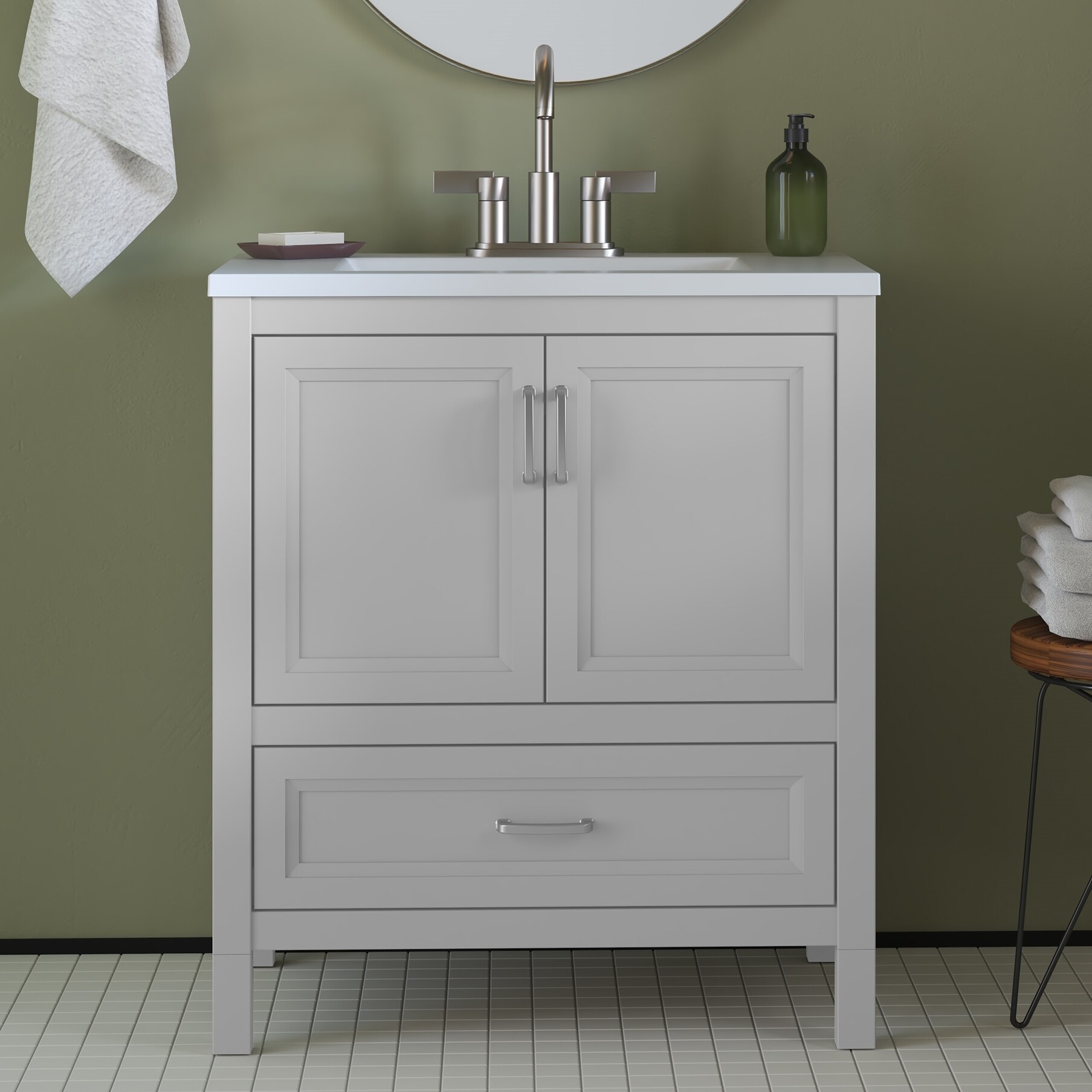 Diamond NOW Denton 30-in Light Gray Single Sink Bathroom Vanity with ...