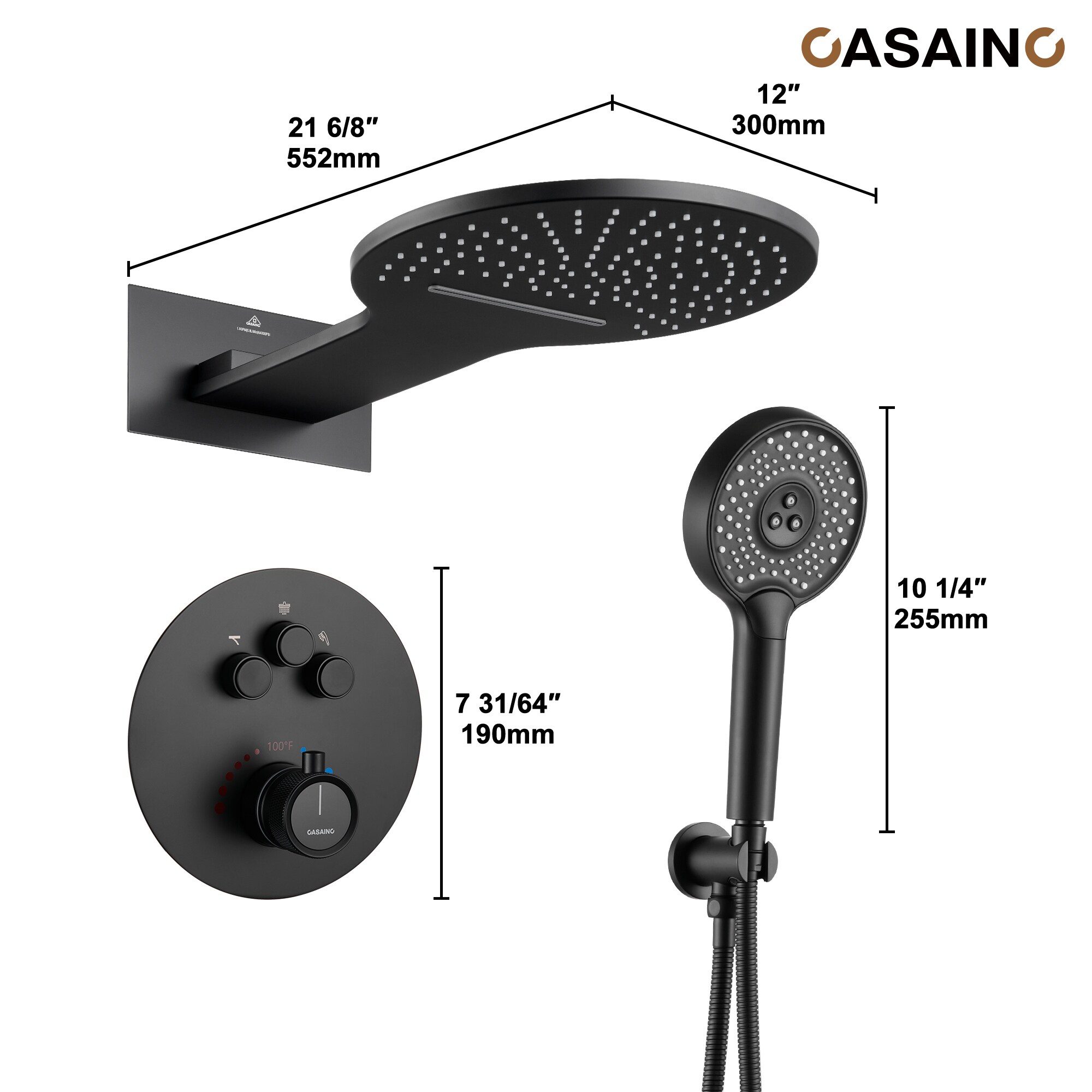 CASAINC TC01-BN Showerhead-Bar-Panels - View #9