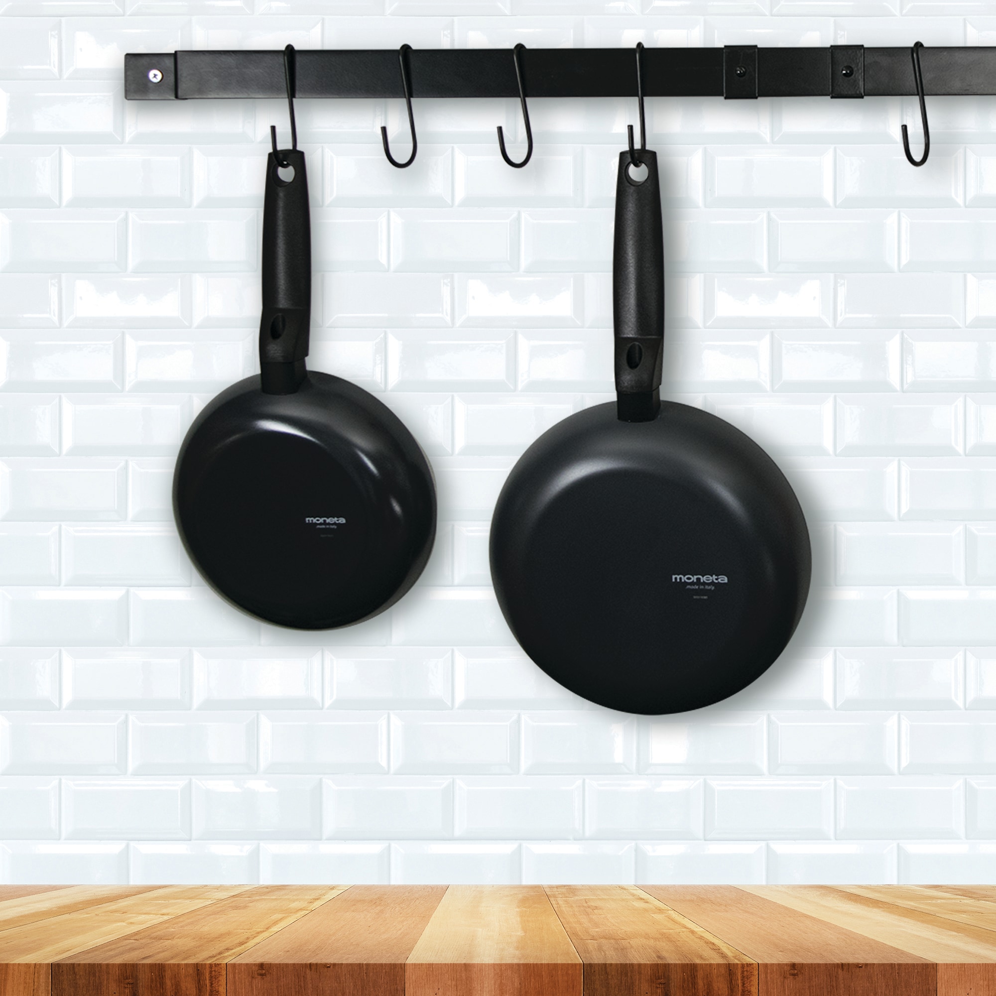 24 in. Black Wall Mounted Kitchen Pot Rack with 10-Hooks