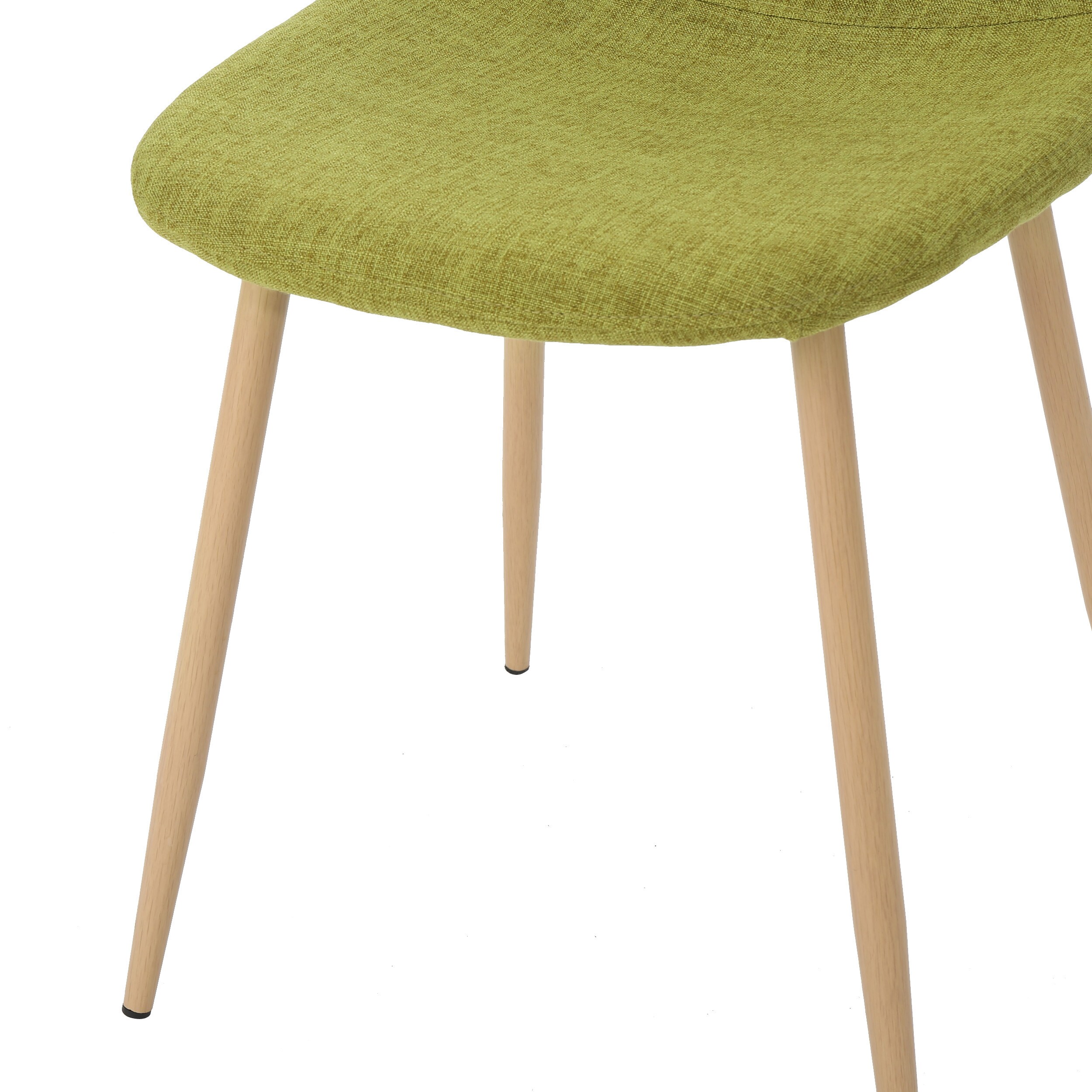 Set of 2 Green Upholstered Side Chairs with Light Brown Metal Legs