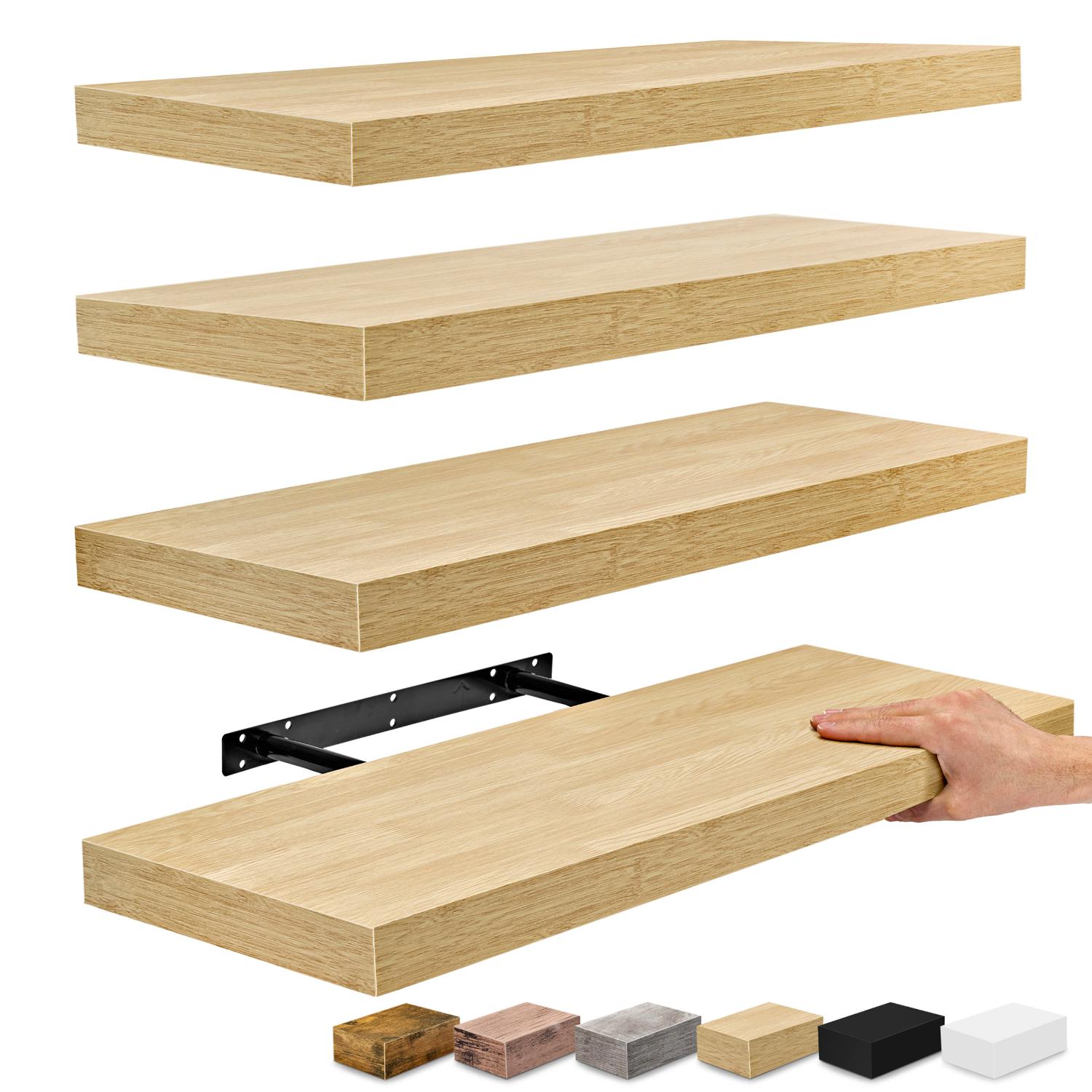 SORBUS WD-FLT4-MPW 24-Inches L x 9-Inches D x 1.5-Inches H Maple Wood Rectangular Floating shelf 4 Decorative Shelves
