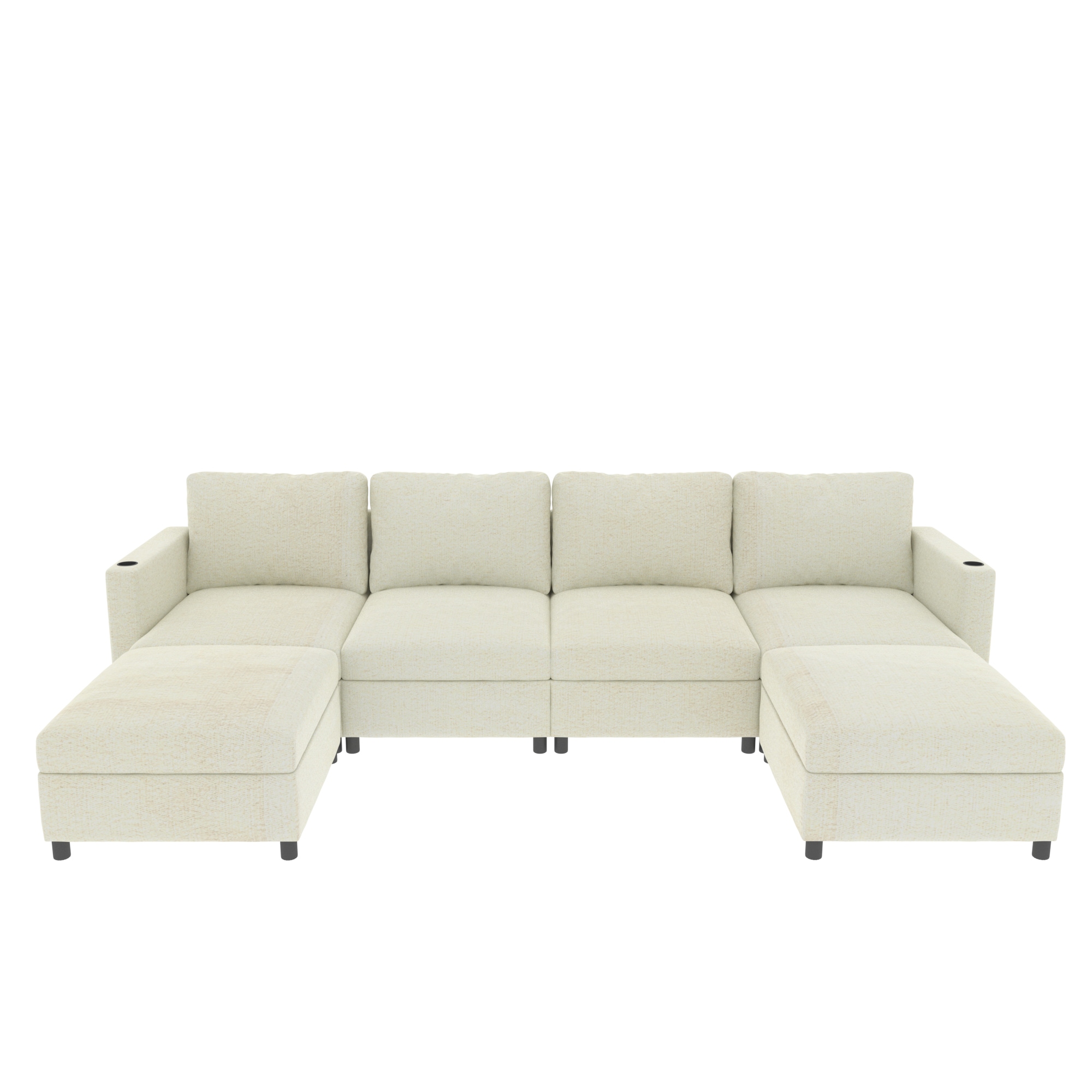 Bybafun YA3700423 123.6-in Casual Antique White Chenille 6+ -seater Sectional