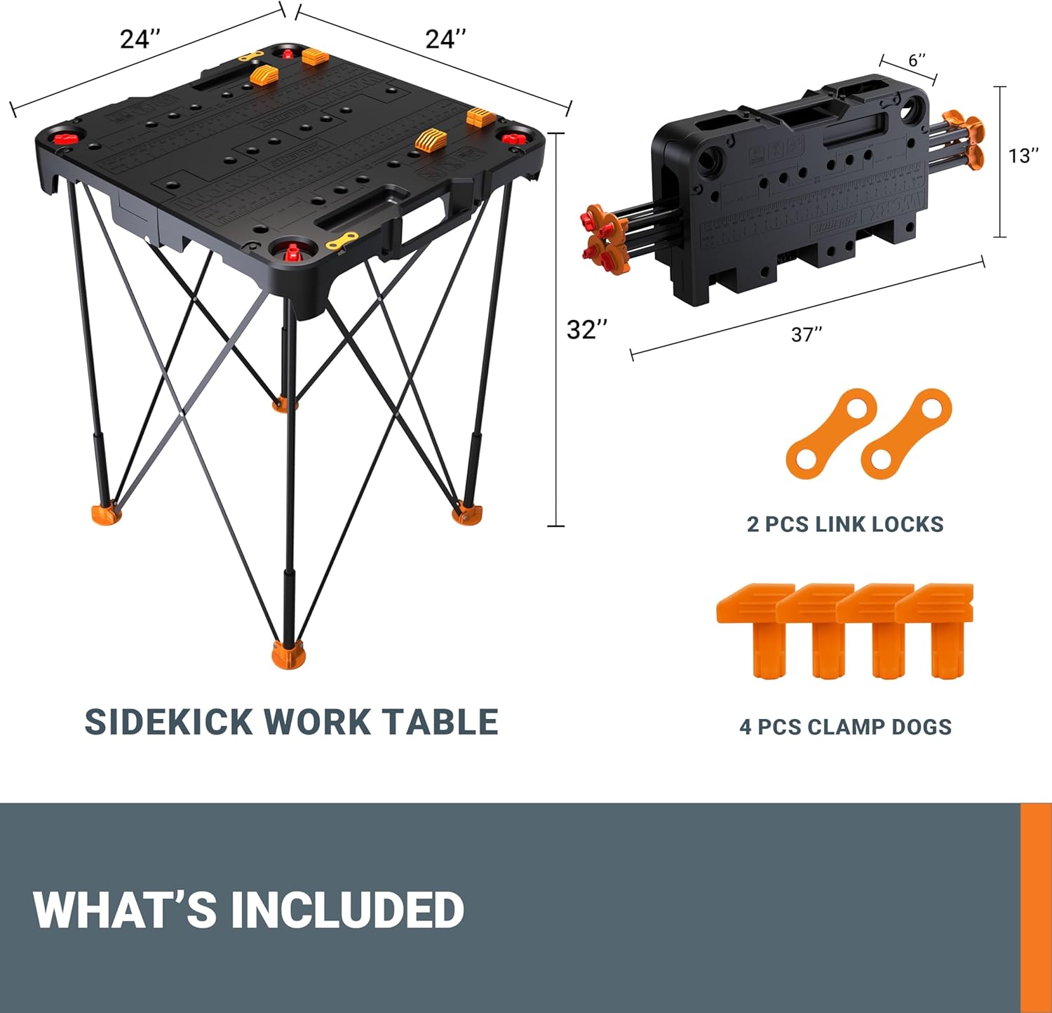 WORX 24-in L x 32-in H Black Plastic Portable Work Bench WX066 at