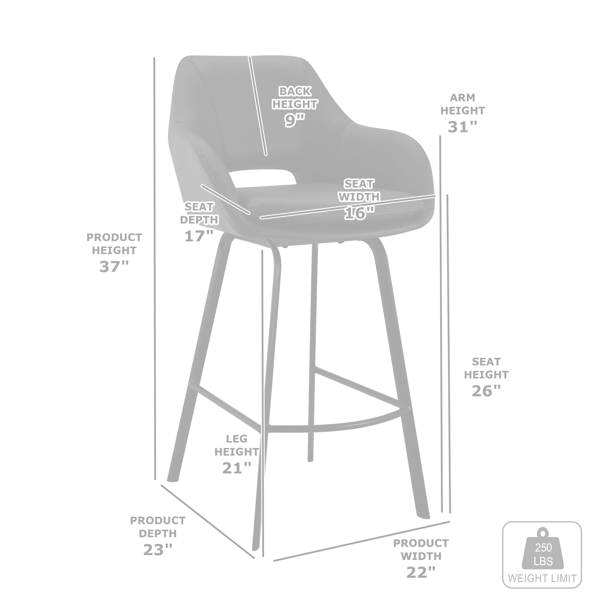 Armen Living LCAUBABSGR26 stools - View #10