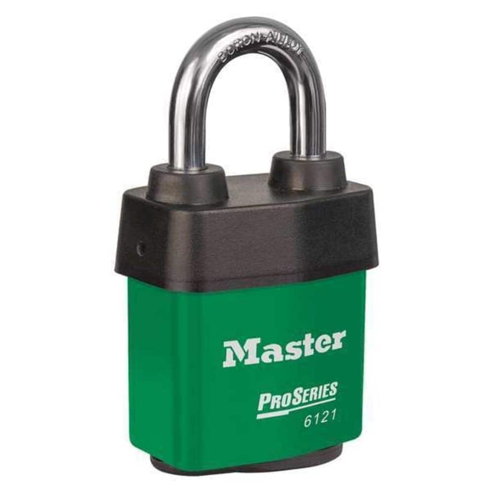 Master Lock  Lockout Padlock Keyed Alike Steel Green 1 1/8 in Shackle Height 2 1/8 in Body Width