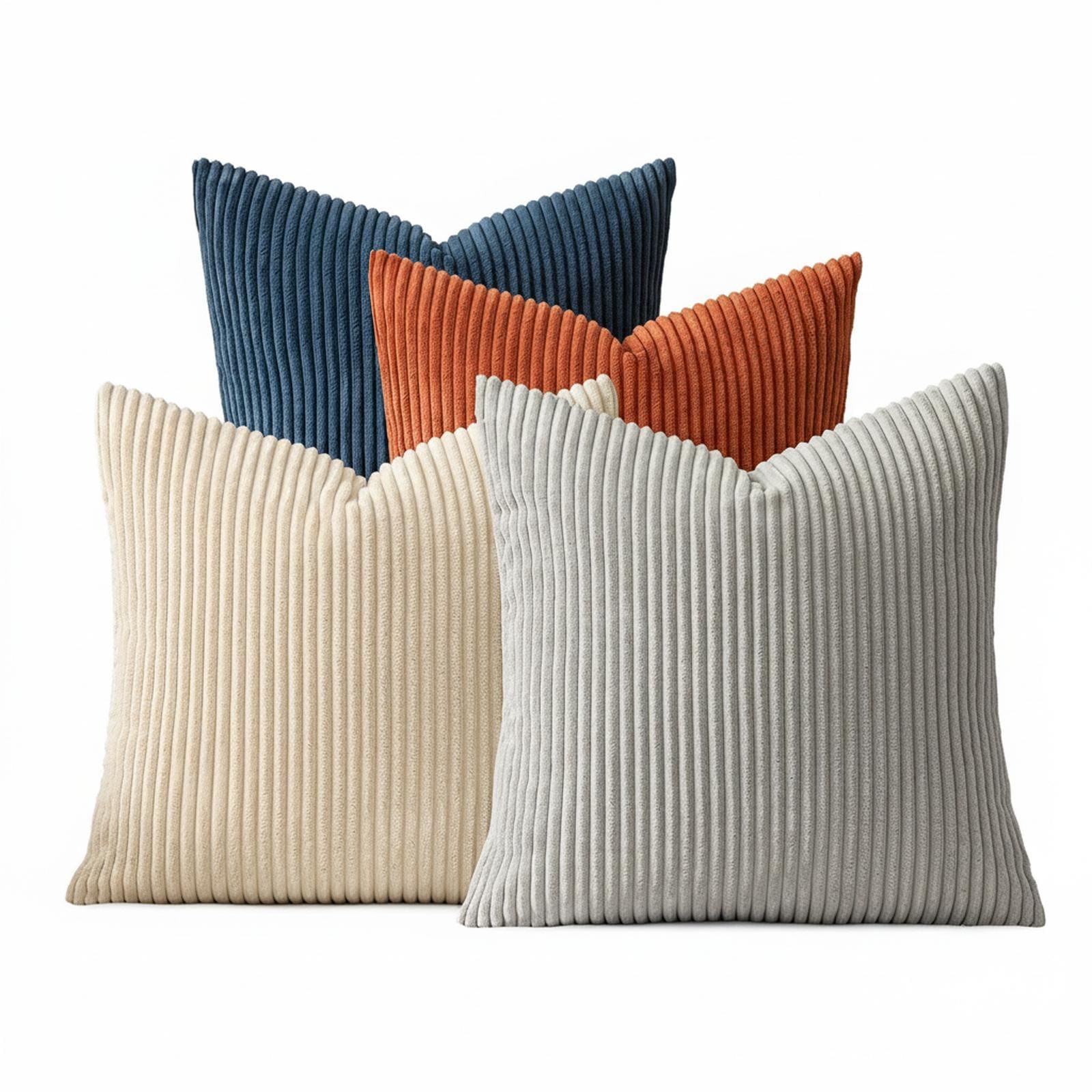 OMOMMD Boho Farmhouse Sage Green Throw Pillow Covers 18x18 Inch Set Of 4 Mordern Nordic Cushion Soft Corduroy Spring Home Decor For Couch Bed Sofa Living Room Forest