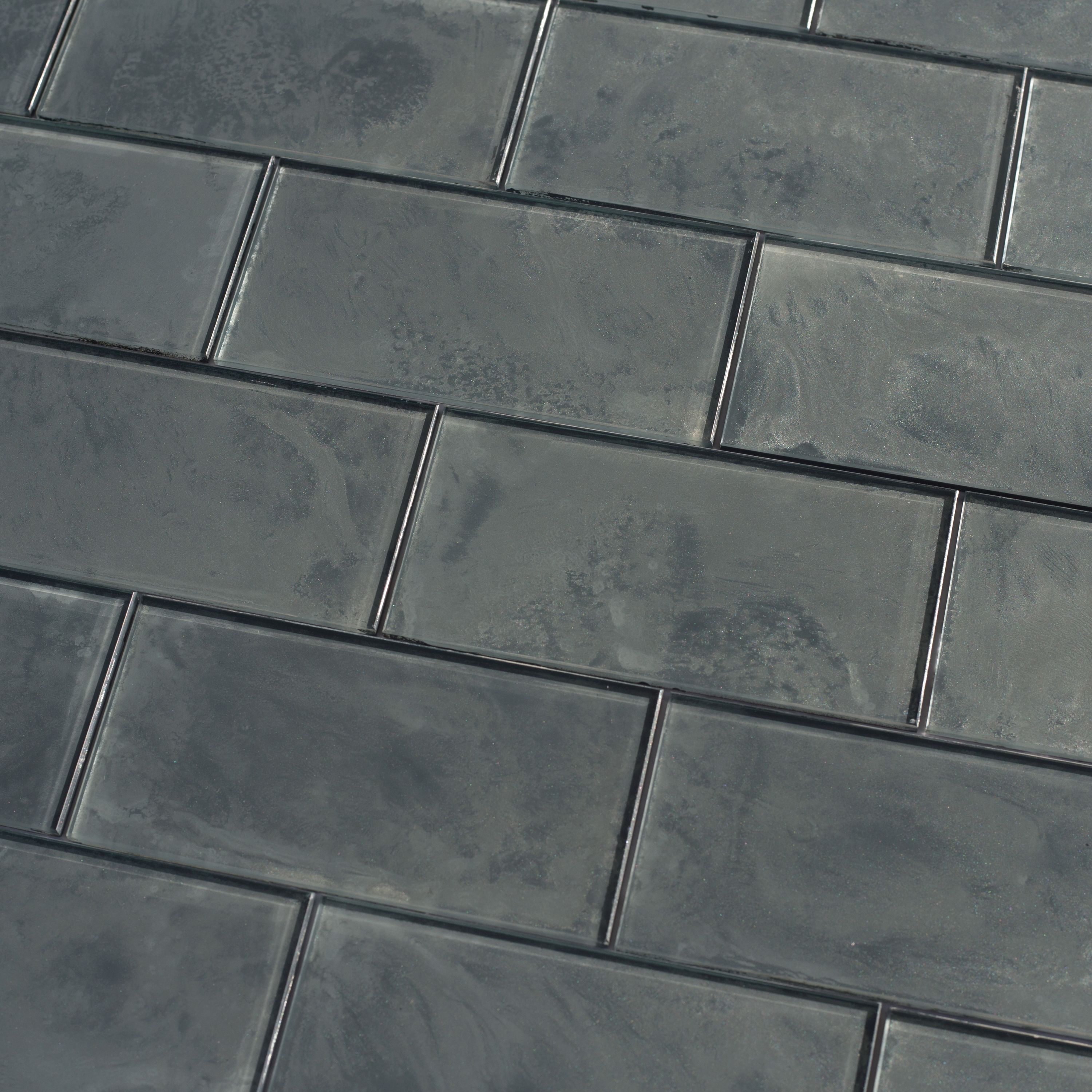 Gray Glossy Glass Subway Wall Tile for Kitchen and Bathroom