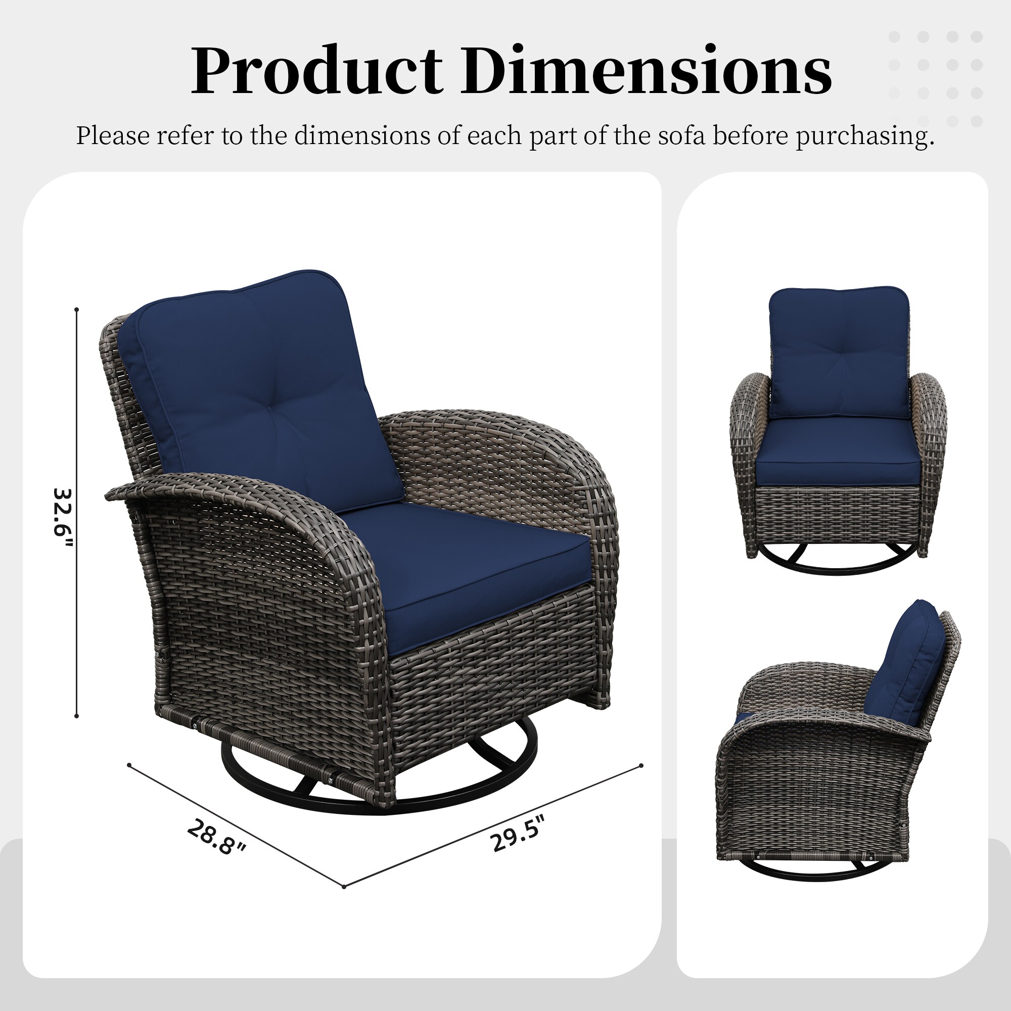 UPHA Y11DK-NAVYBLUE Patio-Conversation-Sets - View #3