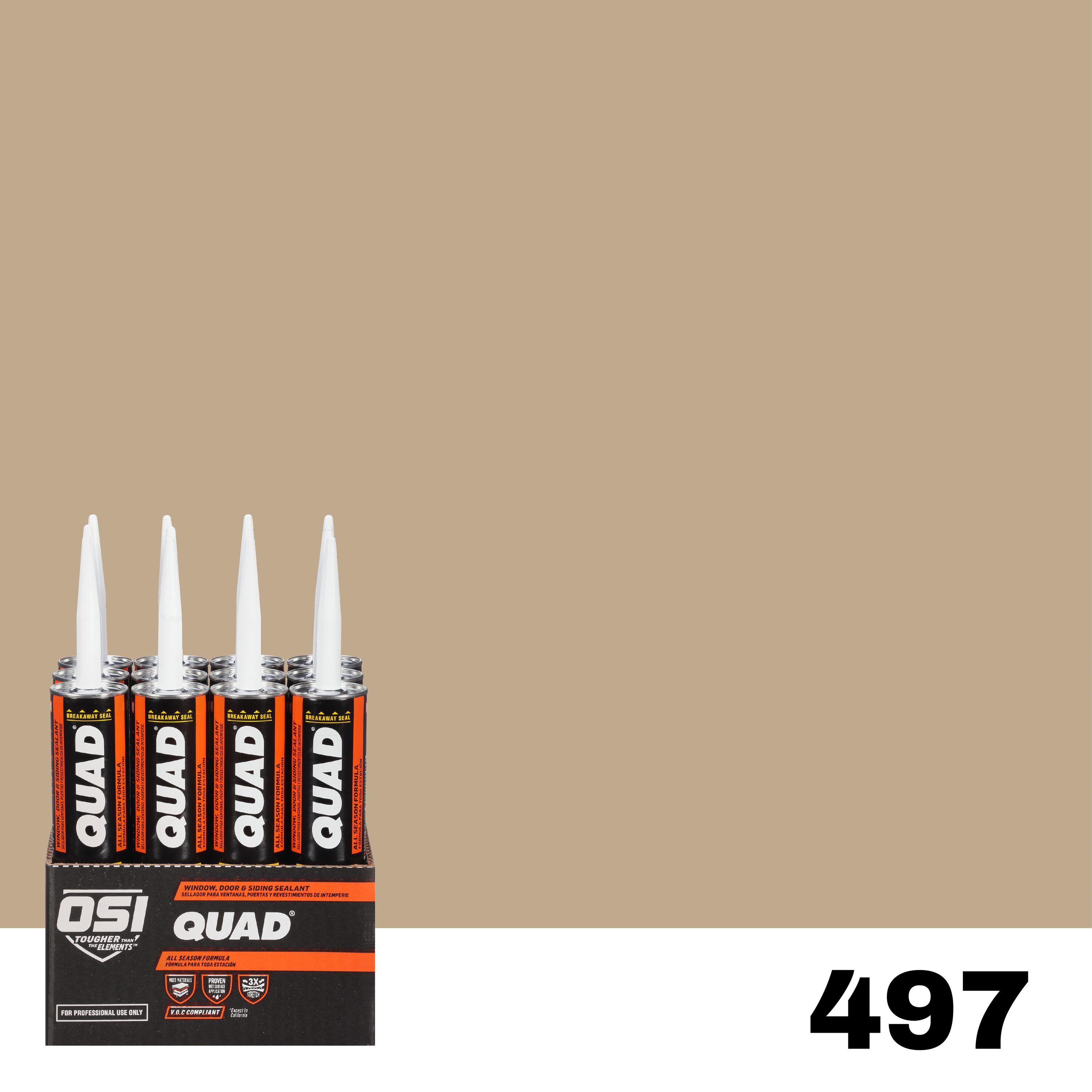 OSI 1637239 Quad 12 -Pack 10-oz Window door Beige 497 Paintable Solvent Caulk