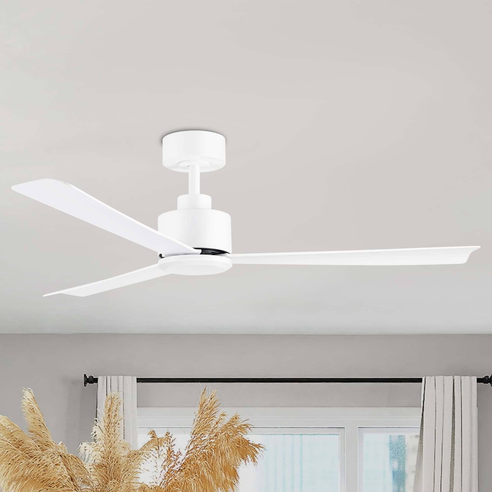 Breezary 30024-AW-NL 52-in Matte White with Mist White Blades Propeller Ceiling Fan Without Light - Remote Included ( 3 -Blade )