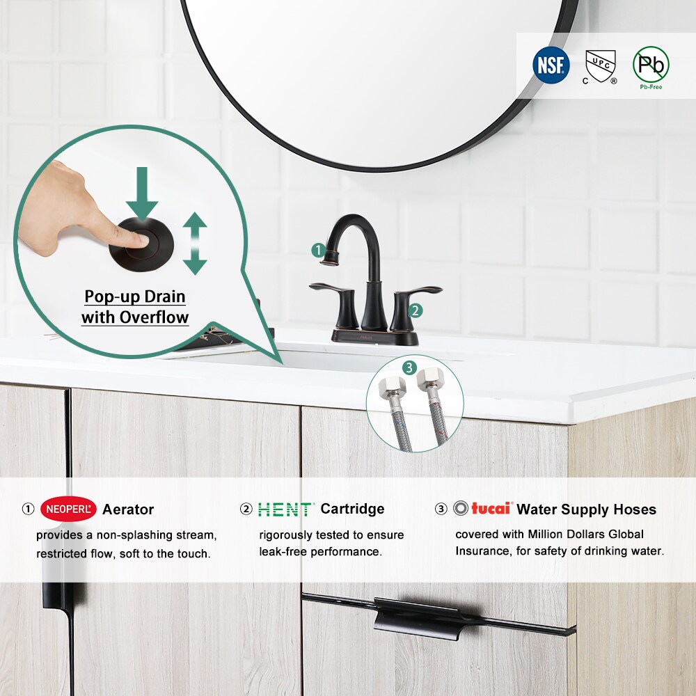 PARLOS Demeter Oil Rubbed Bronze 4-in centerset 2-handle High-arc ...