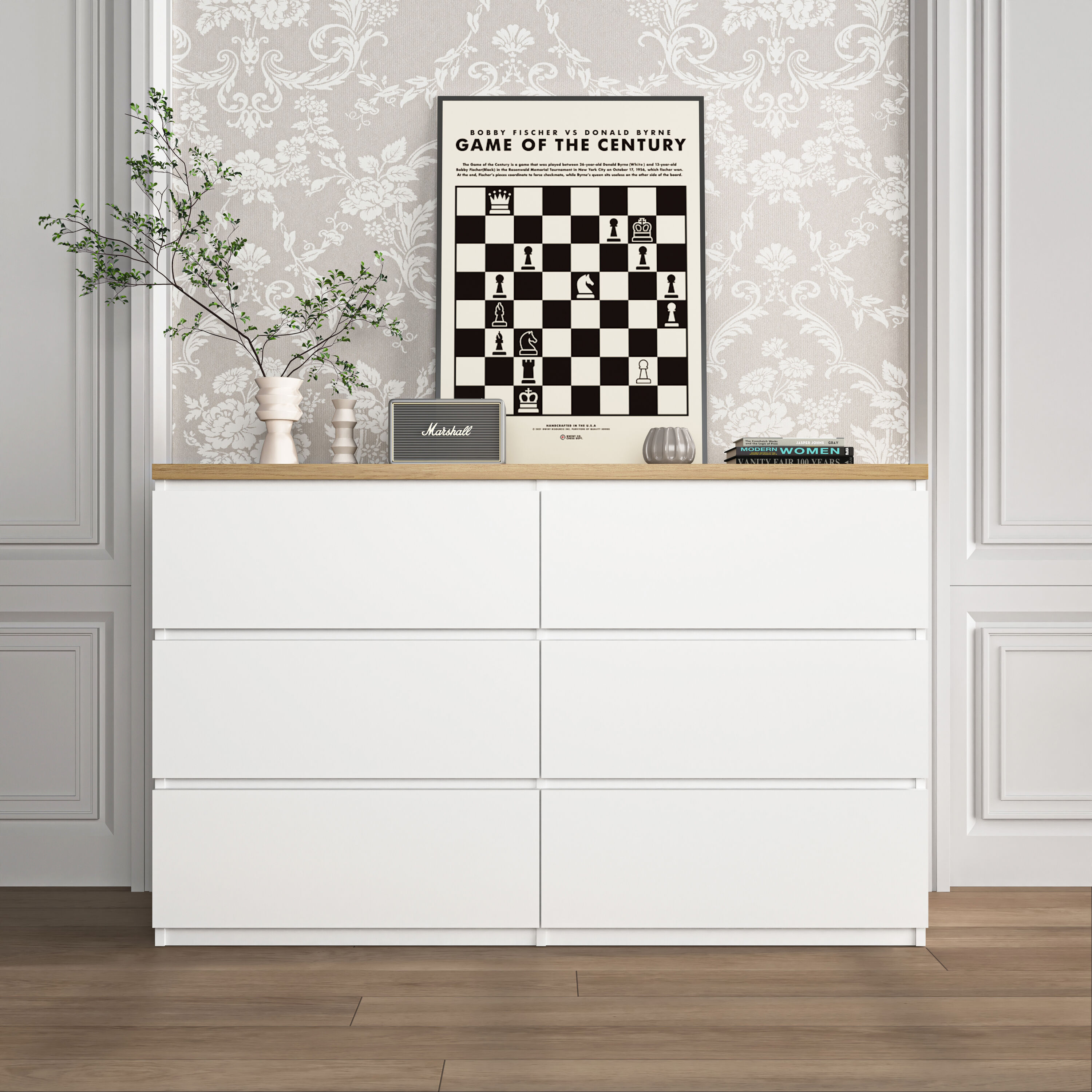 ZAKLOOP WU1760110298 6- -Drawers White Particleboard Storage Storage drawer 31.5-in H x 15.74-in W x 31.5-in D
