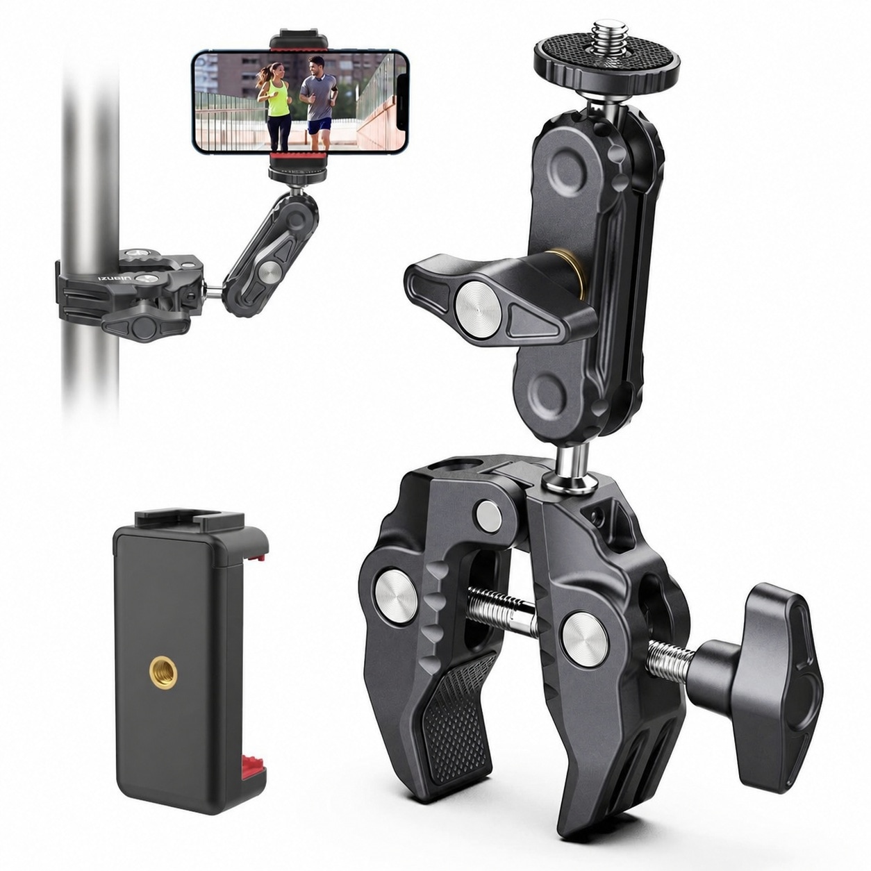 AOIZGMY  Super Clamp Camera Mount with 360 Degree Ballhead Magic Arm Double Ball Head Adapter 1 Quarter and 3 Eighth Thread for Monitor LED Light