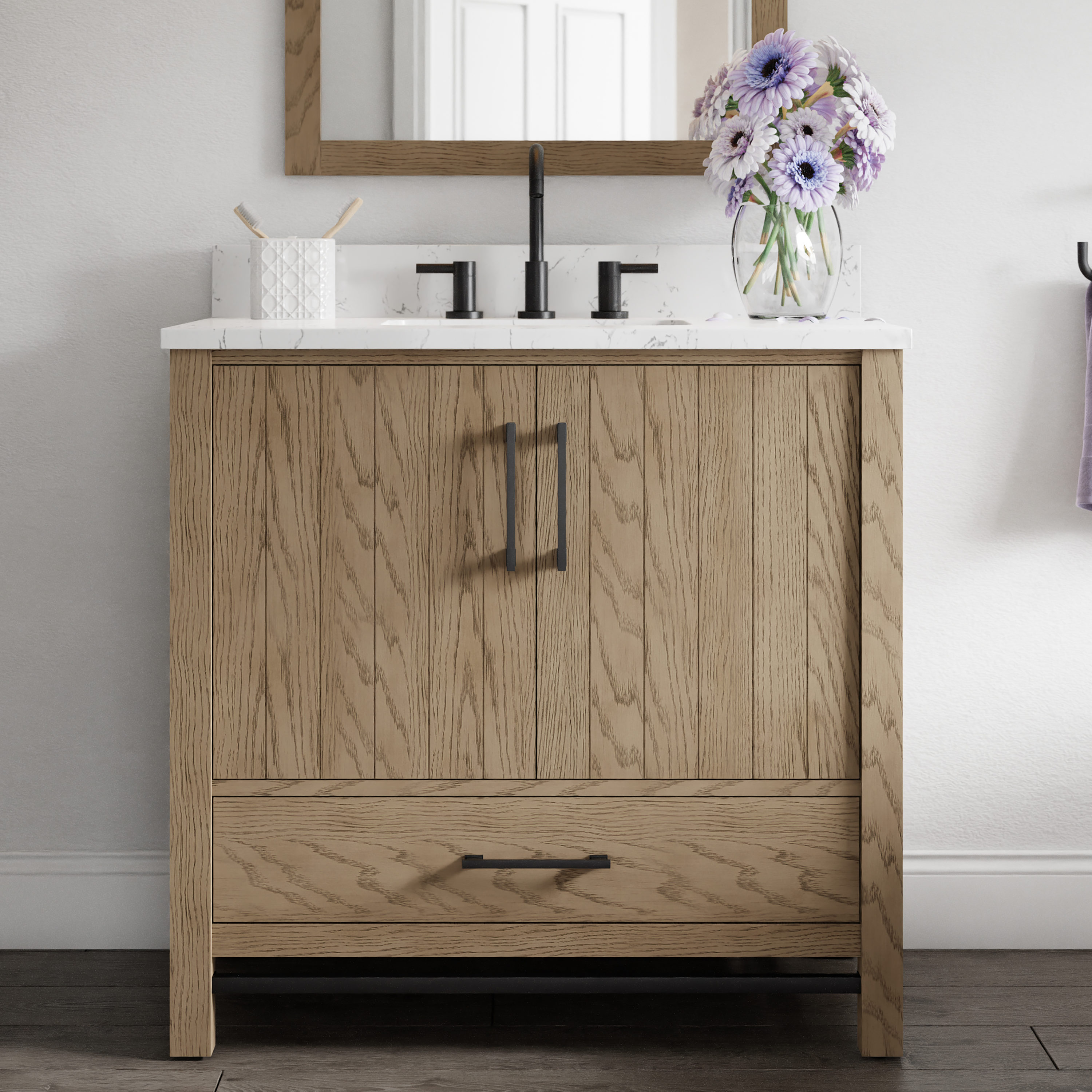 Project Source Unfinished 36-in Natural Rustic Oak Bathroom Vanity