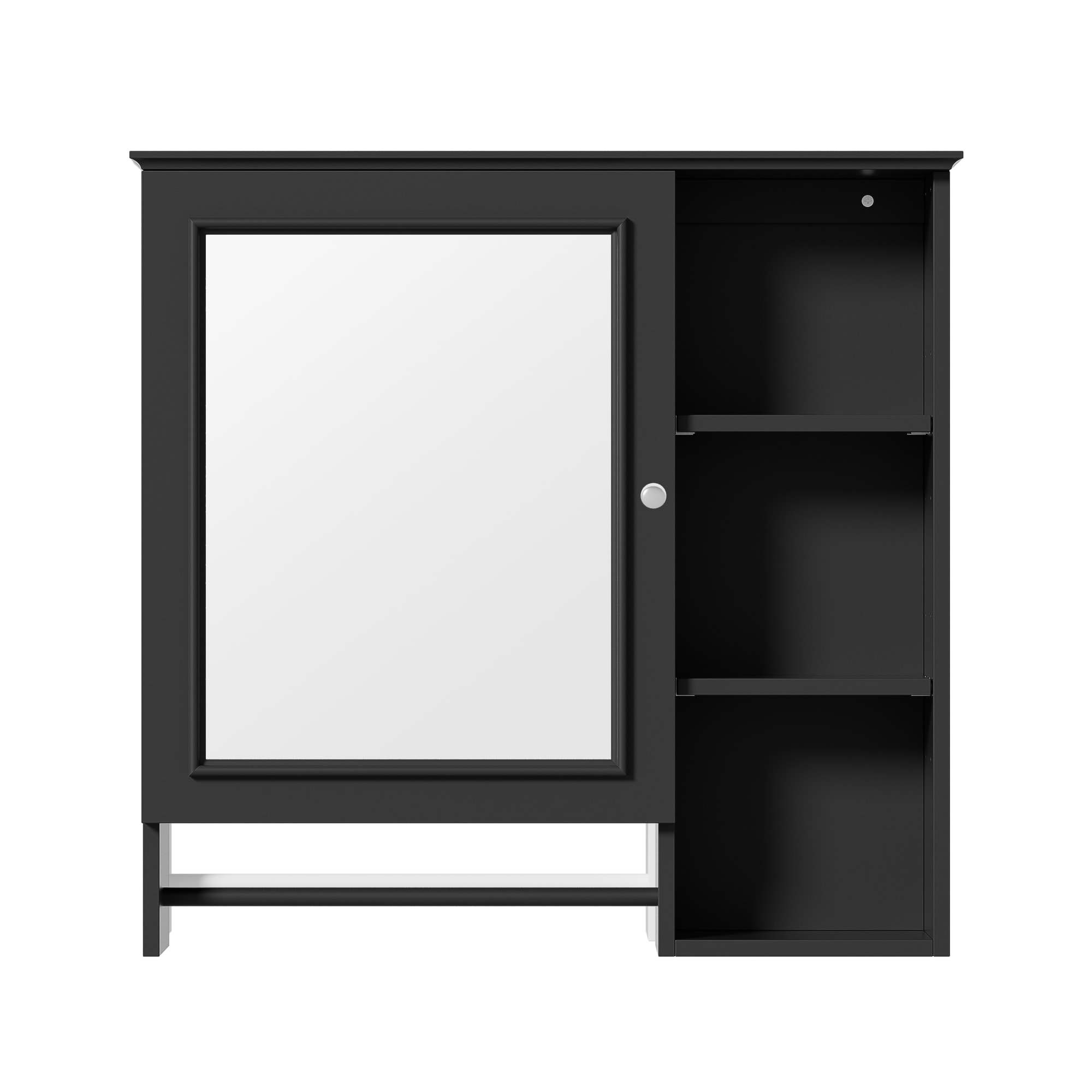 WELLFOR KAFMCA2S20-26 Vstory Medicine Cabinet 28.85-Inches x 28-Inches Surface/Recessed Mount Black Mirrored Rectangle Medicine Cabinet