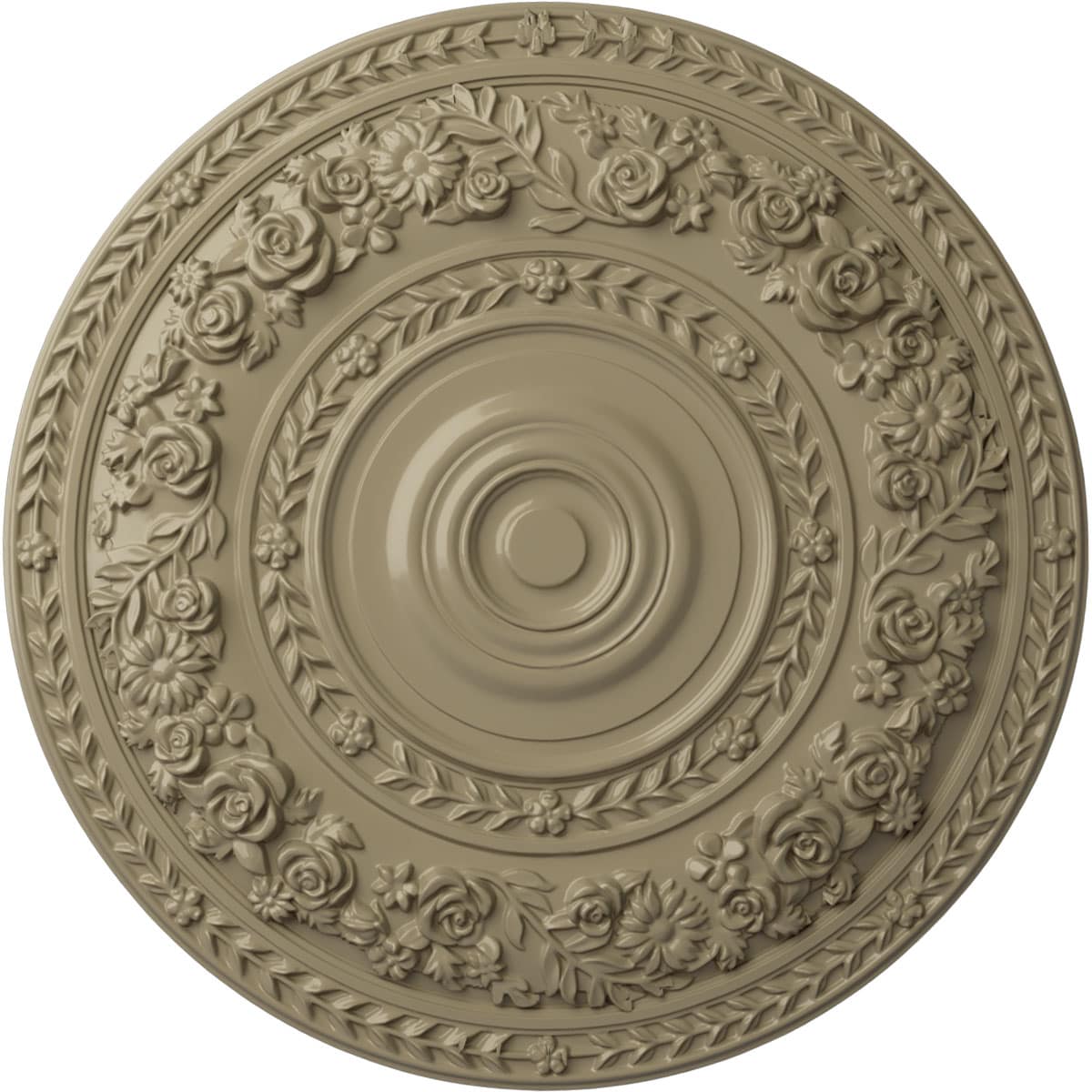 Ekena Millwork CM33ROGDF Rose 33.875-in W x 33.875-in L Painted Gobi Desert Polyurethane Whole Ceiling Medallion