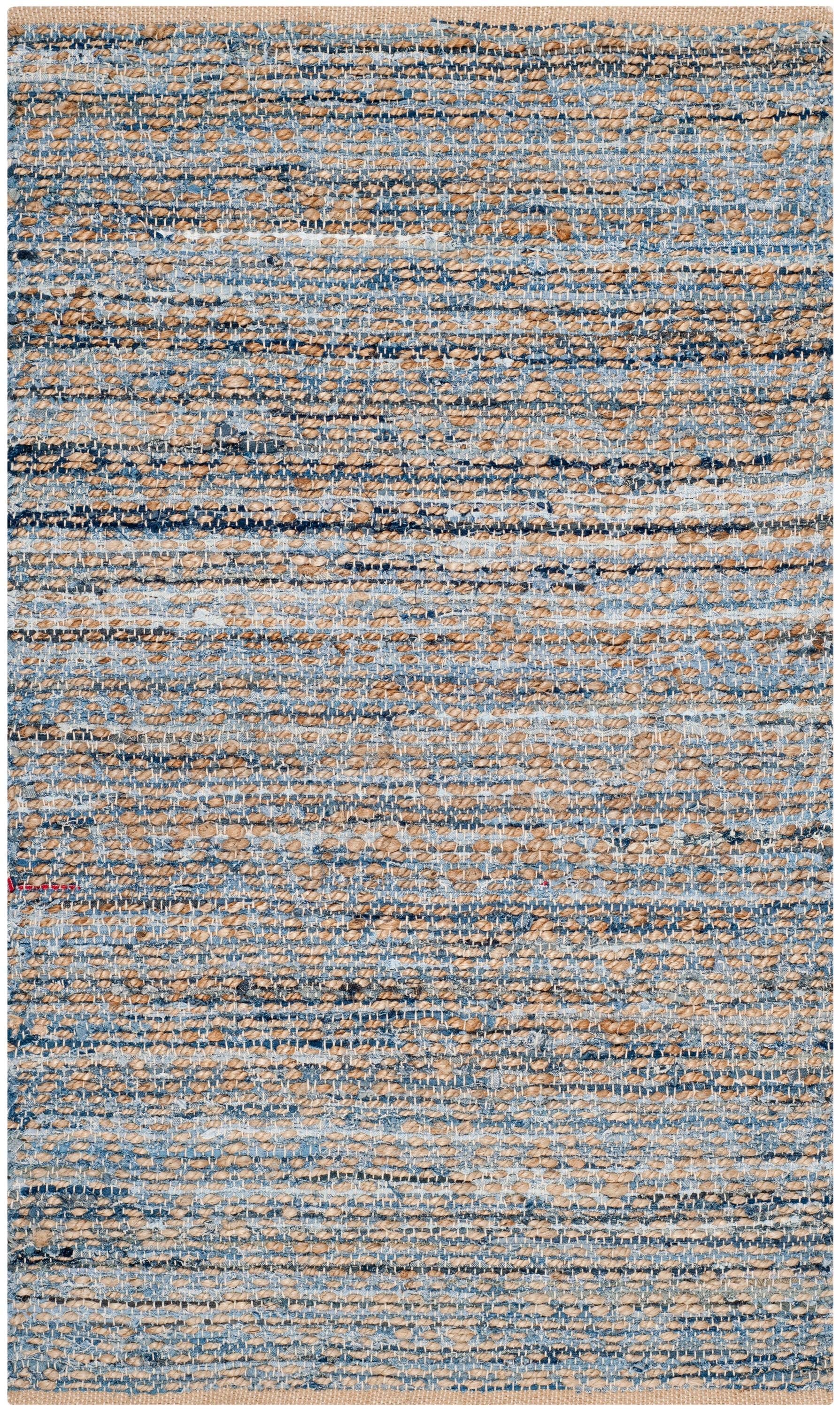 Cape Cod Blue and Natural Hand-Knotted Jute Area Rug