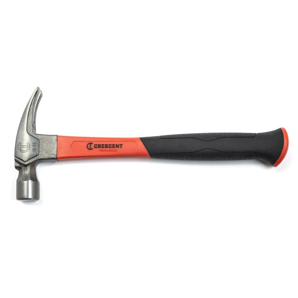 NEW 16 oz HDX Claw Hammer with Orange Fiberglass Handle and Grey Grip 