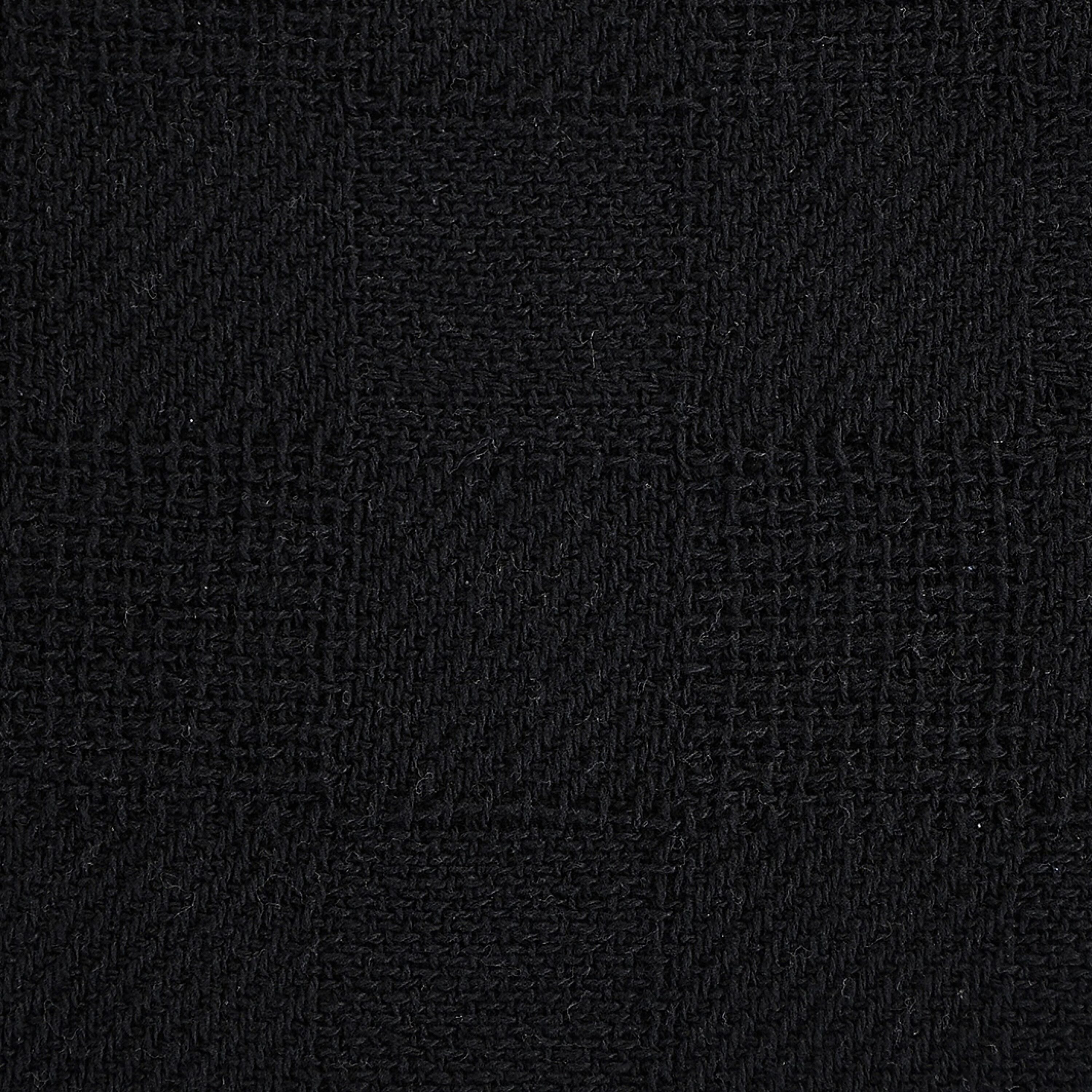 Cozy Cotton Checkered Weave Throw Blanket with Fringe - Black