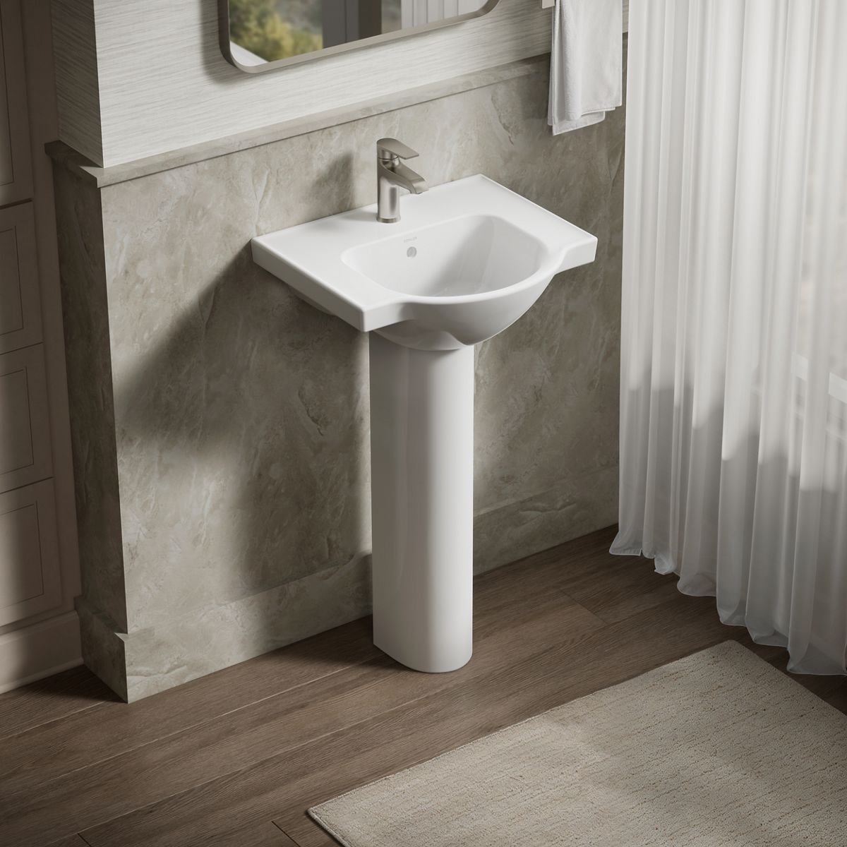 KOHLER 5247-1-0 Veer Vitreous china Traditional White Pedestal Sink Top ( 21-in x 18.1875-in x 8.0625-in