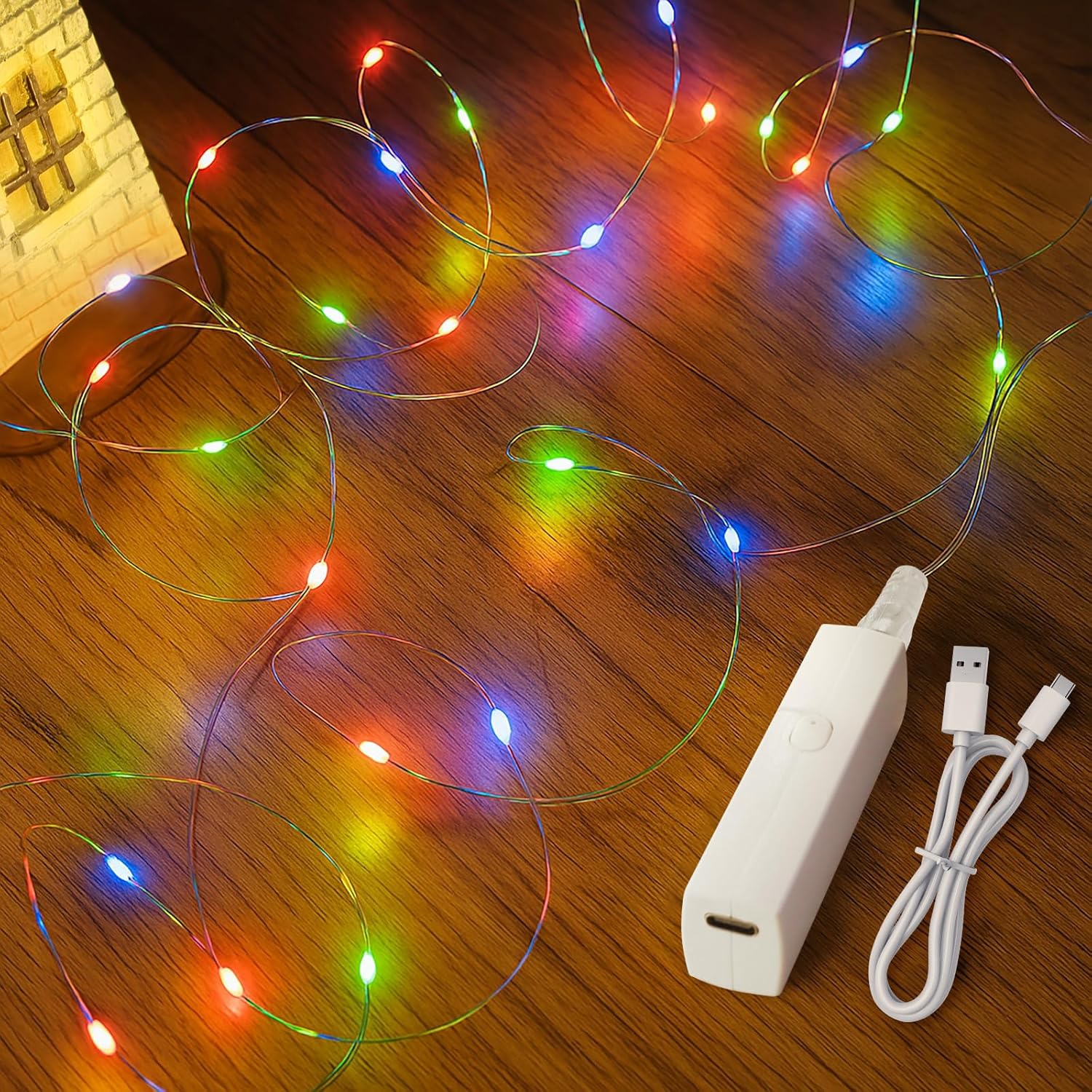 Nordic Hygge USA-OSL-5M-50T-RGB-2 32FT 16x2 Fairy Lights Battery Operated Twinkle Lights with Timer Mini LED String Lights for Bedroom