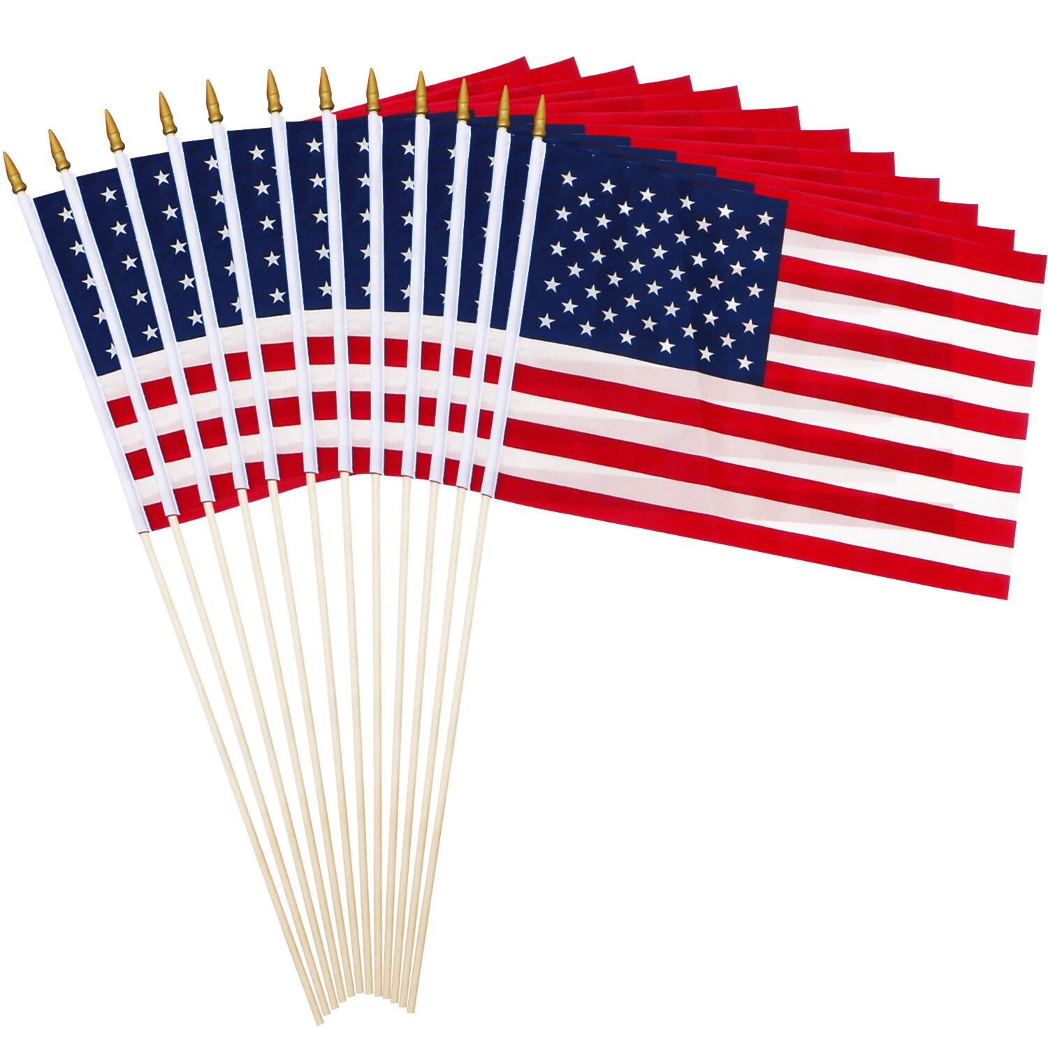 Anley A.FLAG.STICK.US.30IN USA Stick Flag Handheld 12-Pack 1.5-ft W x 1-ft H American Flag Kit